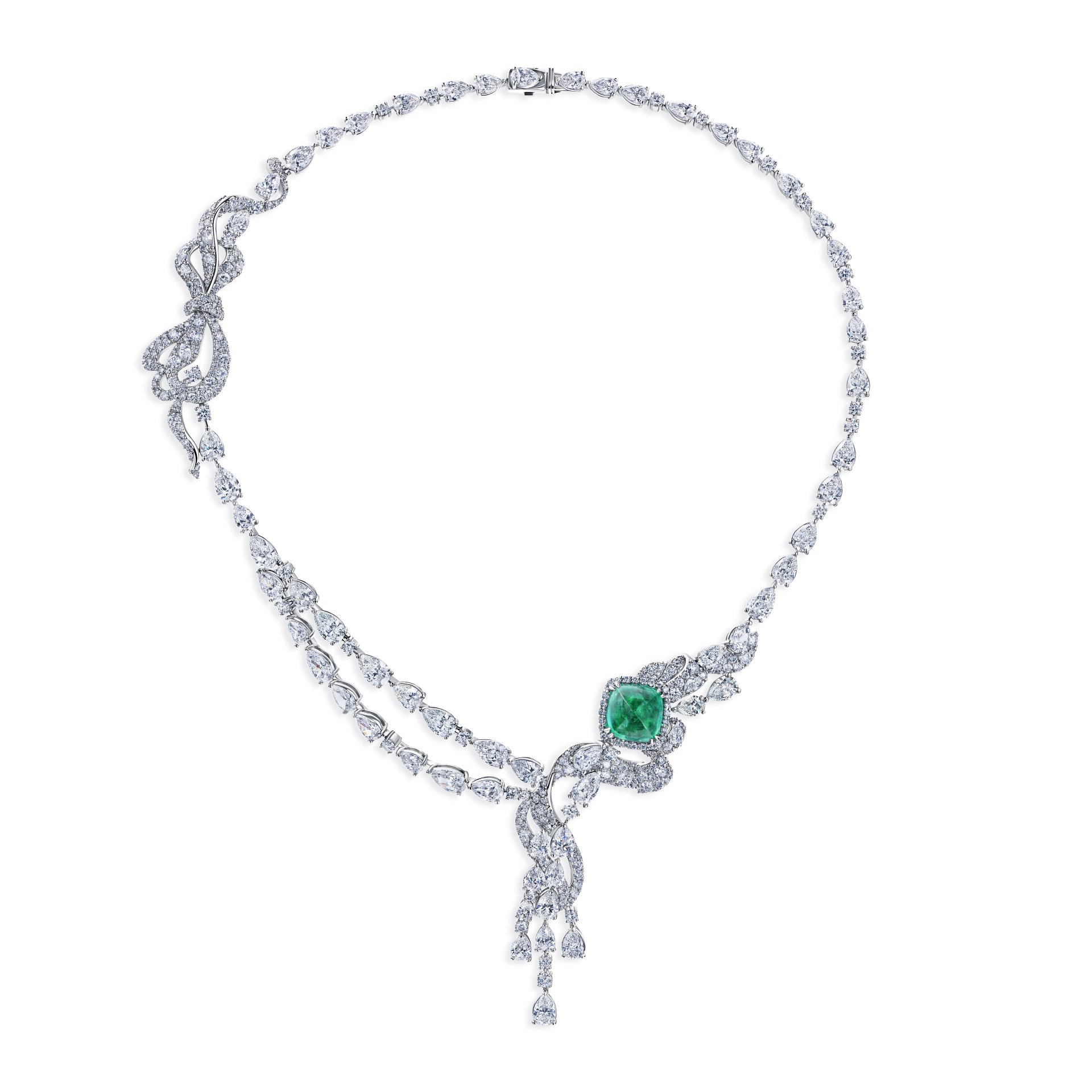 Колье L'héritage с изумрудом 9.98 карат и бриллиантами в белом золоте