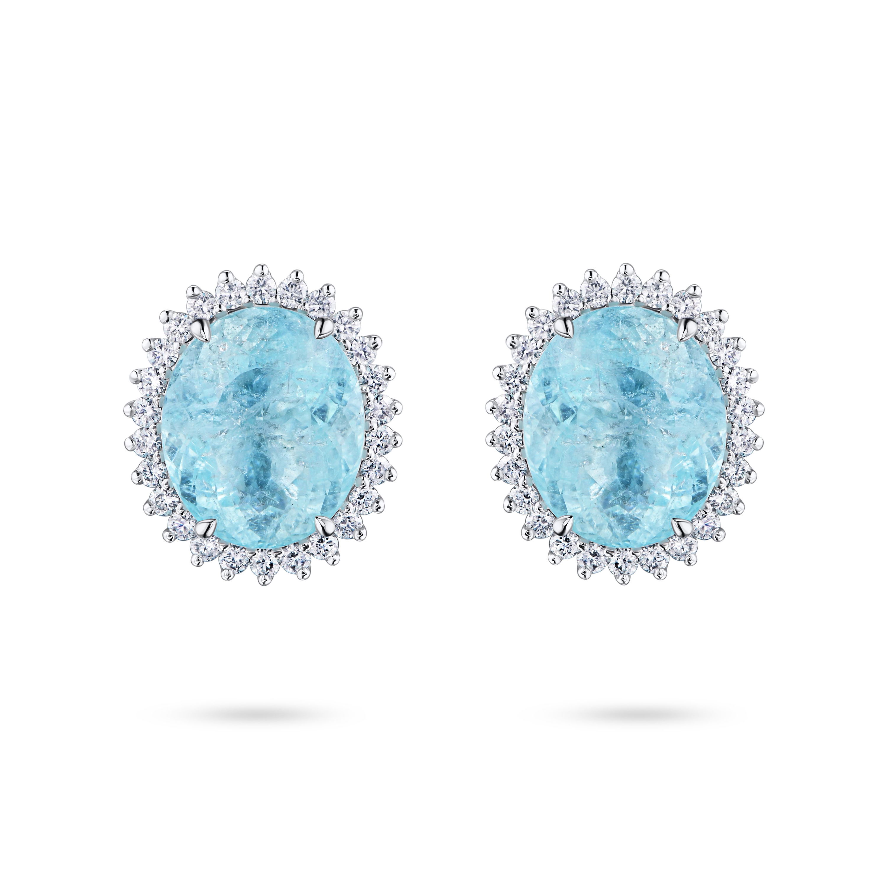 Пусеты из белого золота с турмалинами Параиба 3.46 и 3.90 карат