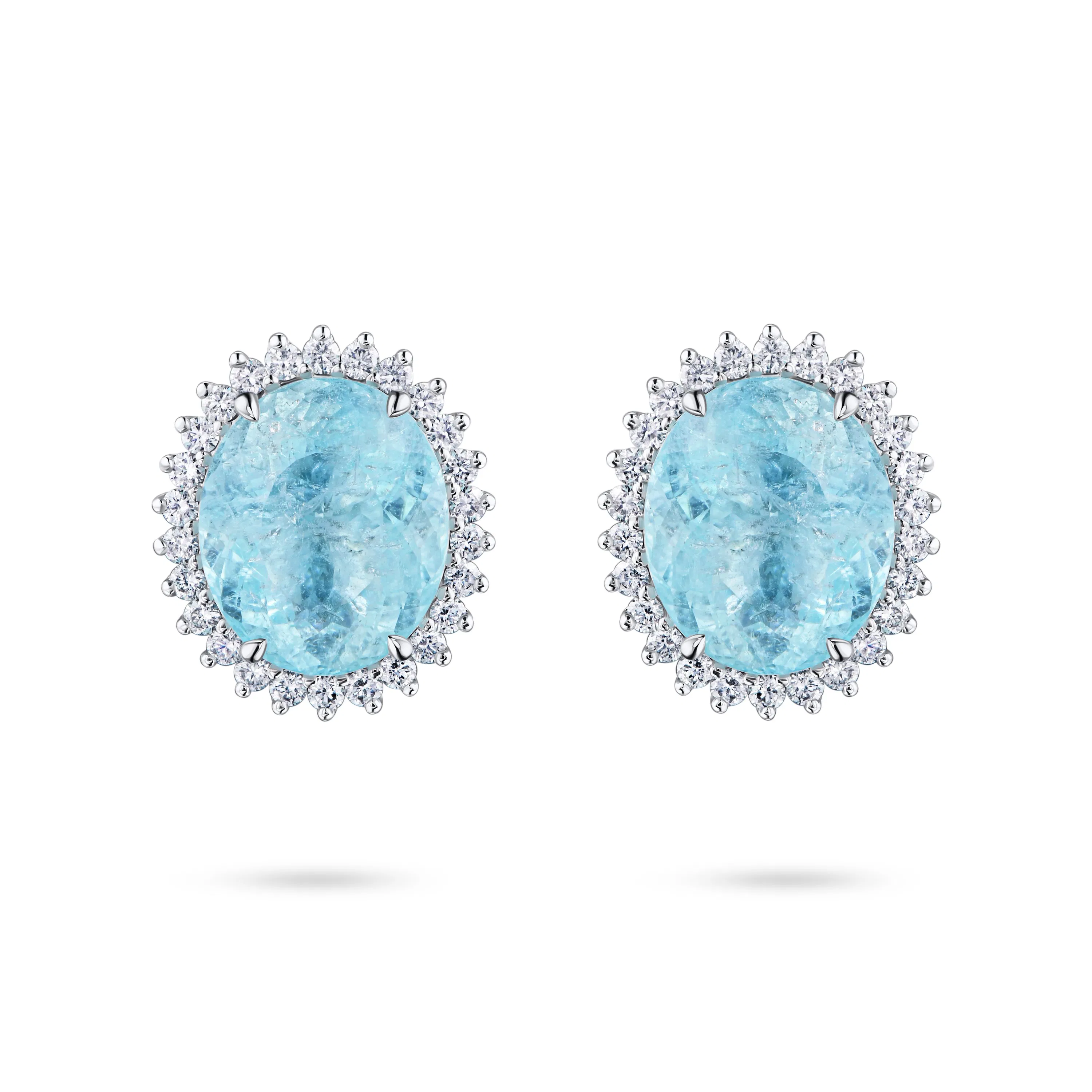 Пусеты из белого золота с турмалинами Параиба 3.46 и 3.90 карат