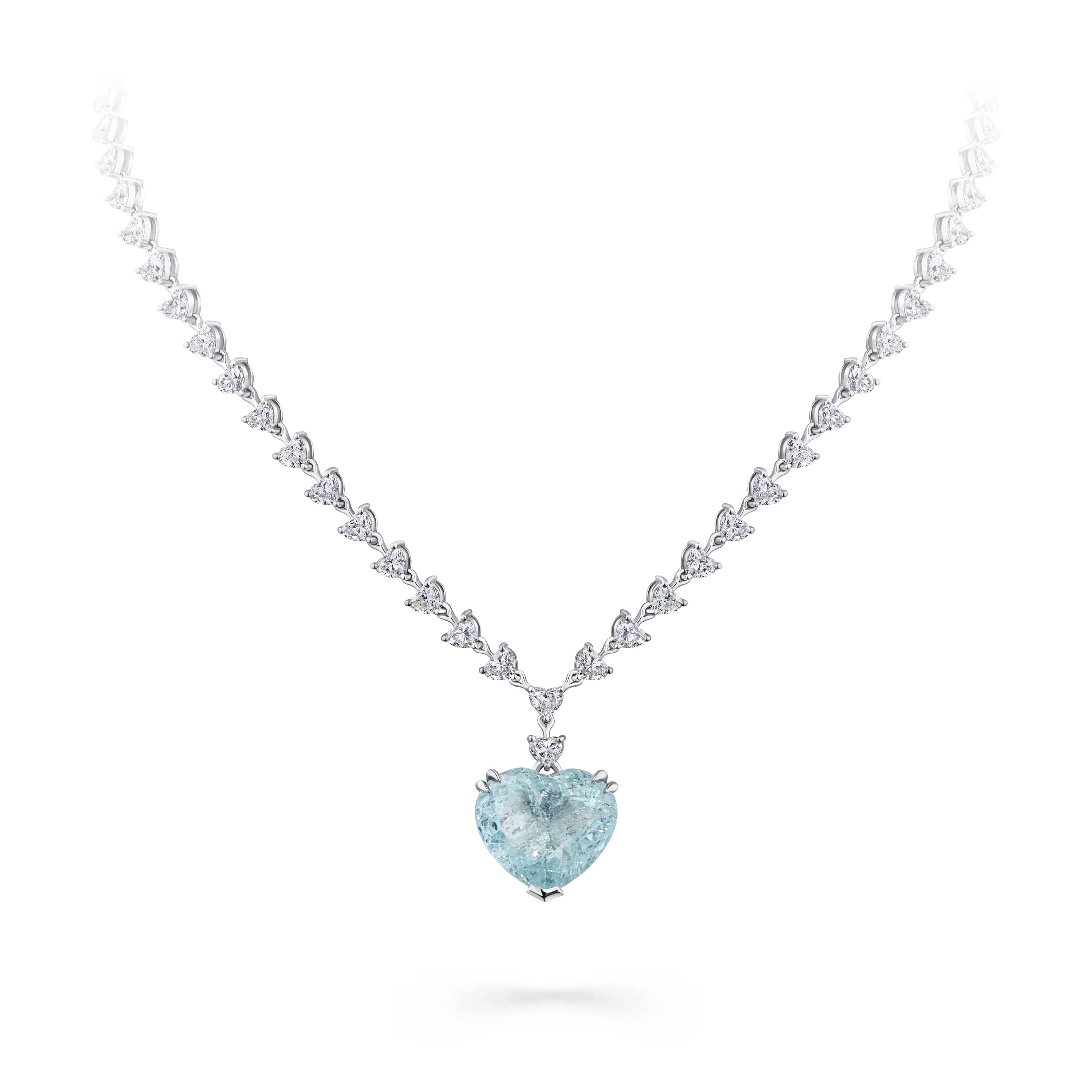 Колье с турмалином Параиба 19.03 карат в белом золоте