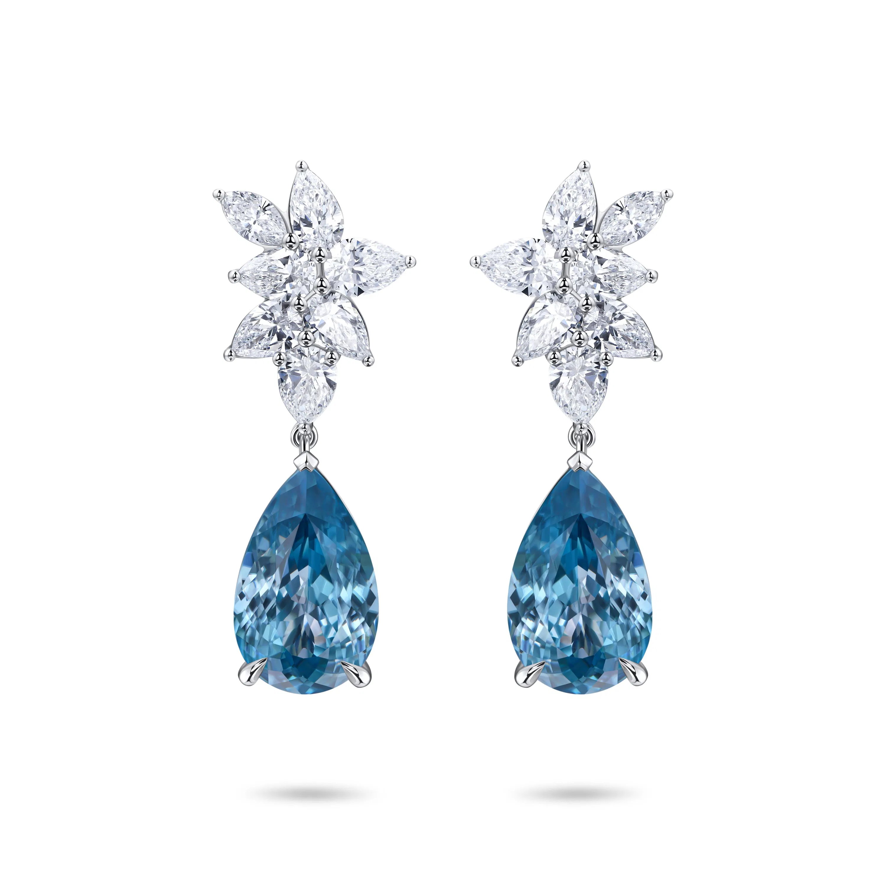 Серьги из белого золота с цирконами 5.50 и 5.80 карат