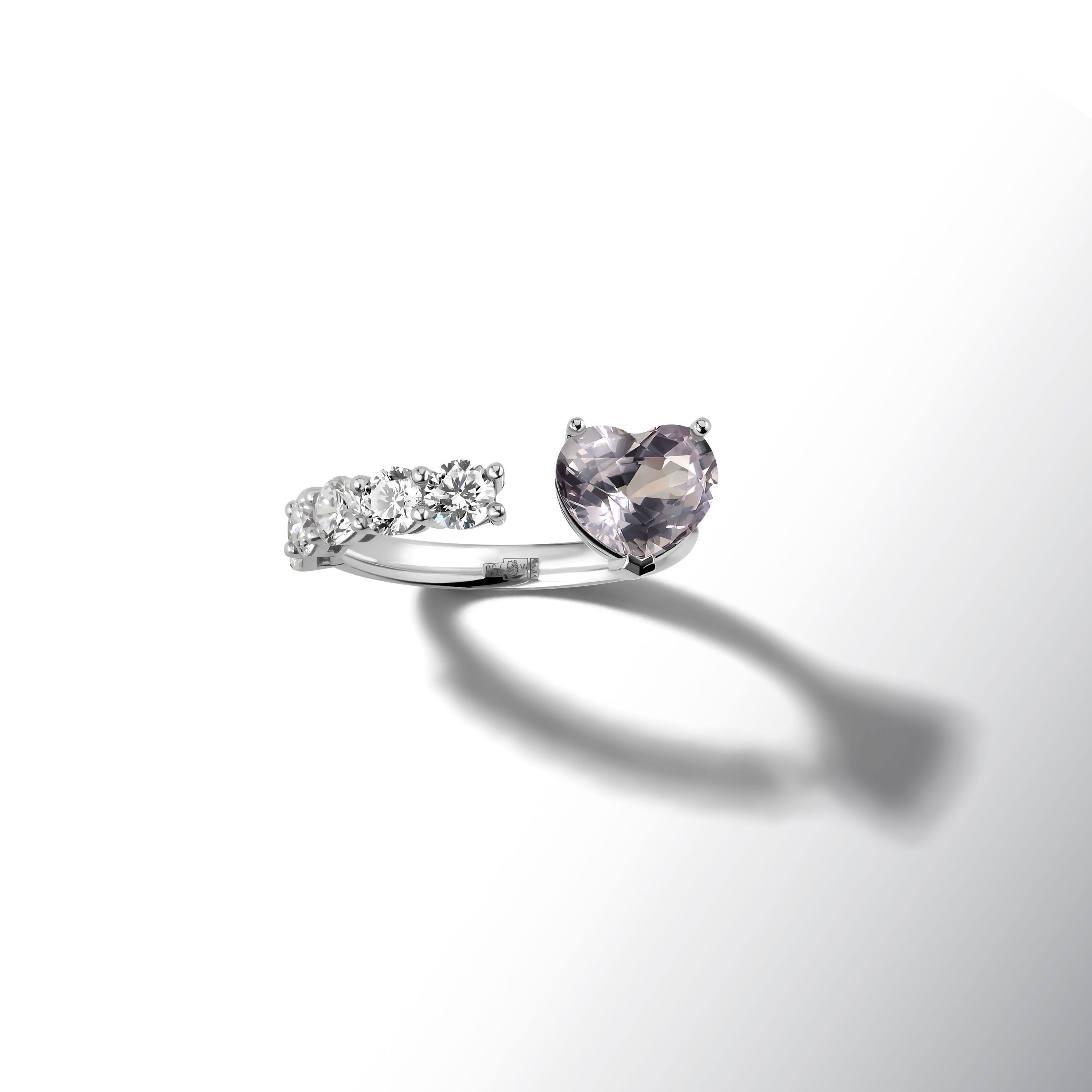 Кольцо с лавандовой шпинелью и бриллиантом 1.93 карат в белом золоте