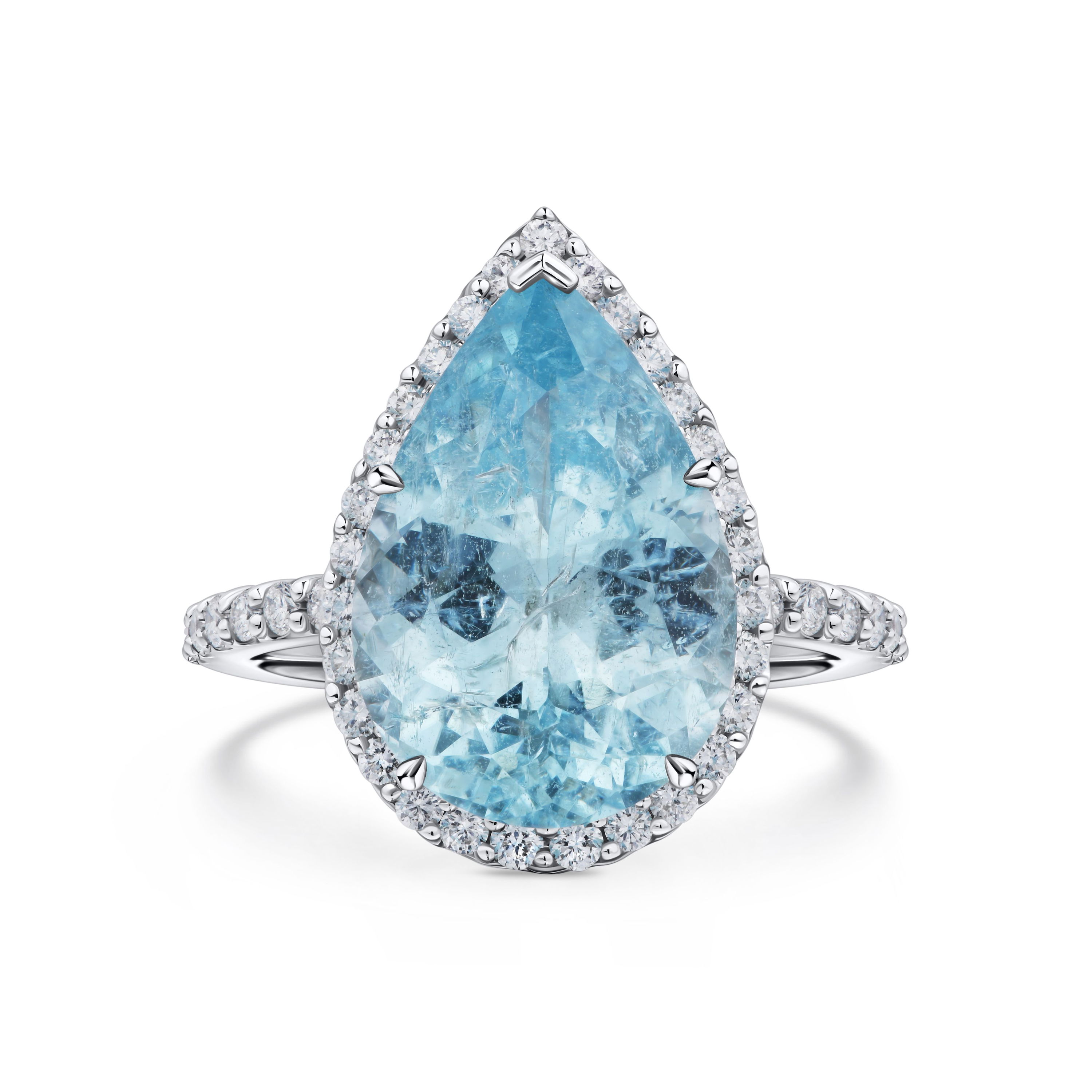 Кольцо из белого золота с турмалином Параиба 5.2 карата