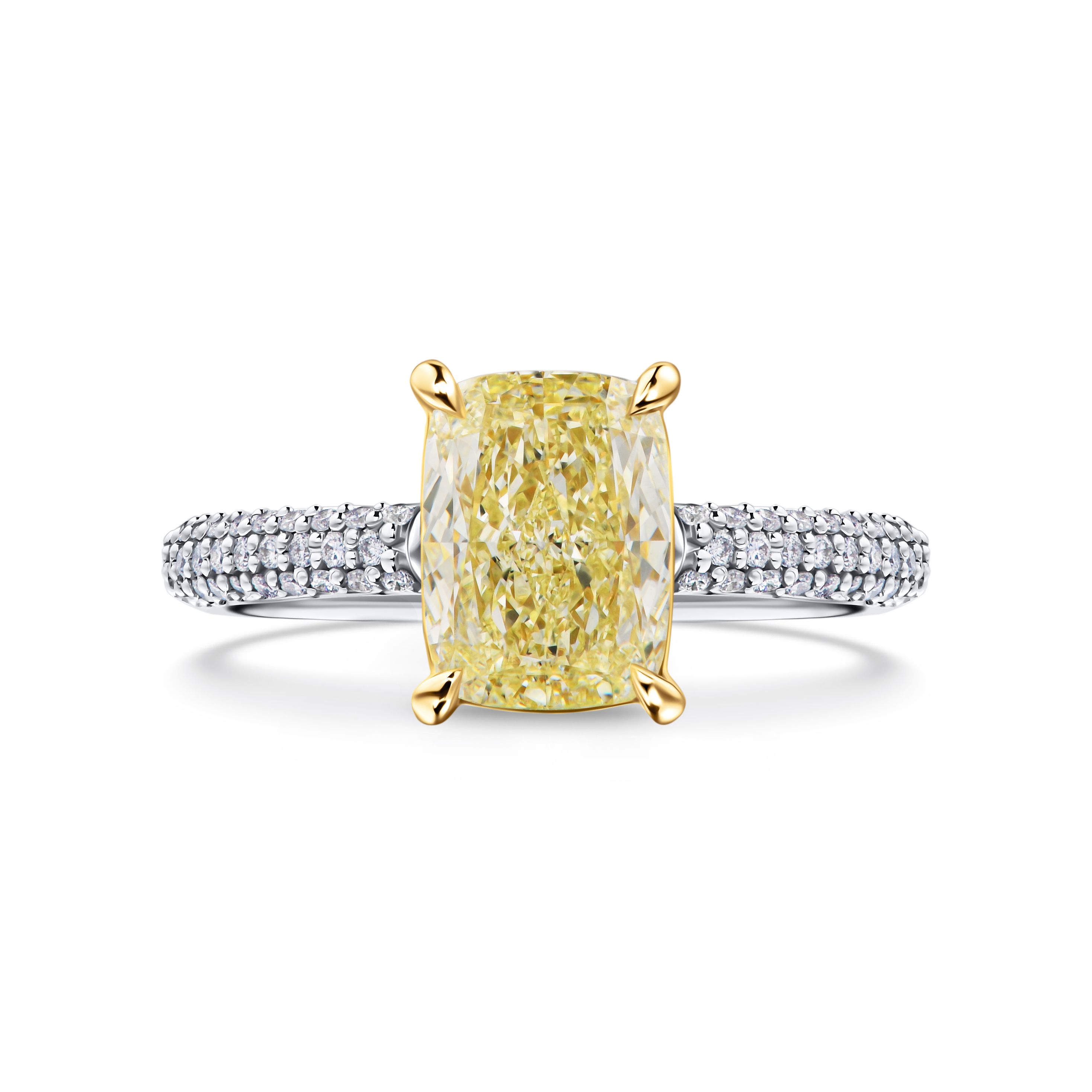 Кольцо из белого золота с желтым бриллиантом 2.07 карат.