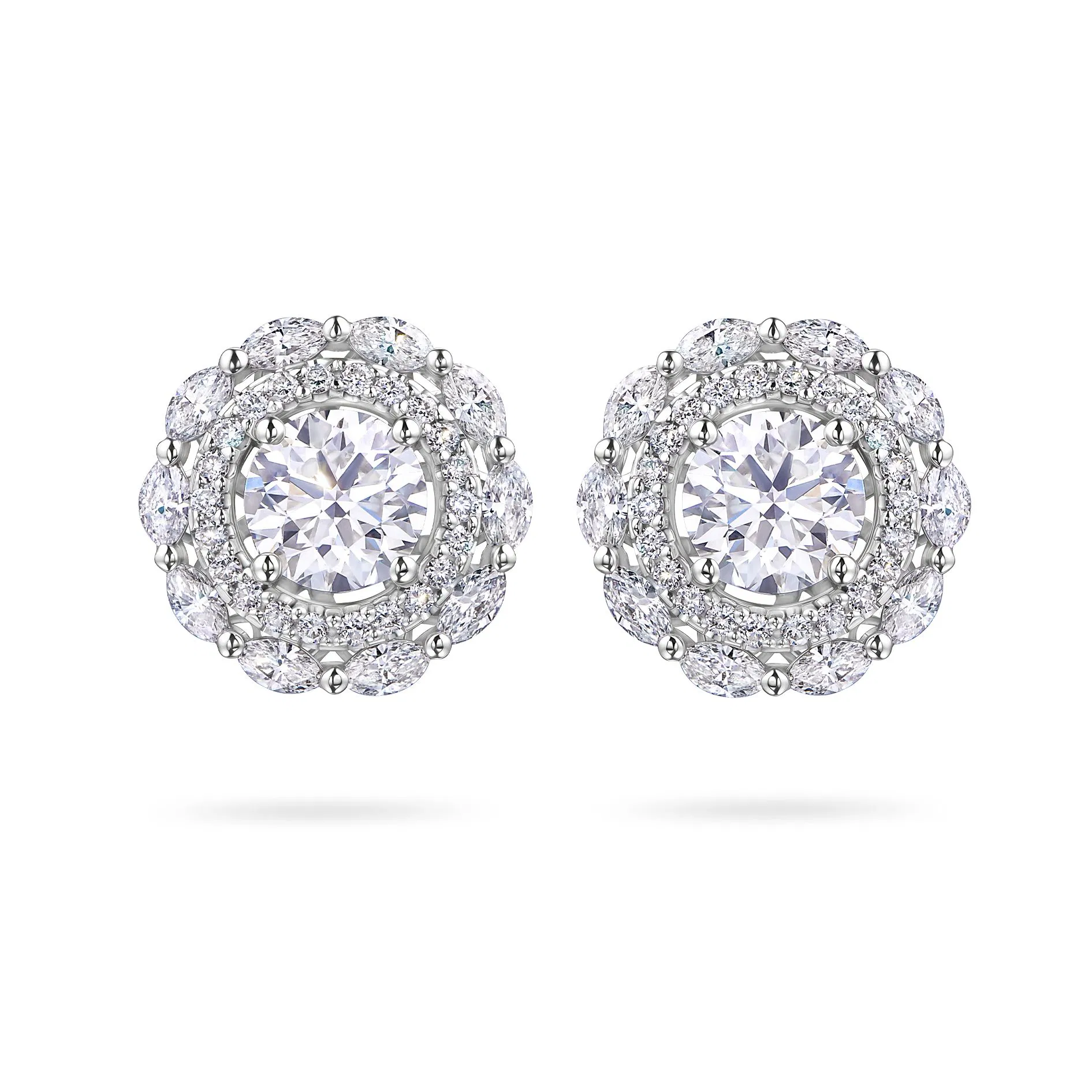 Пусеты из белого золота с бриллиантами 0.70 и 0.70 карат