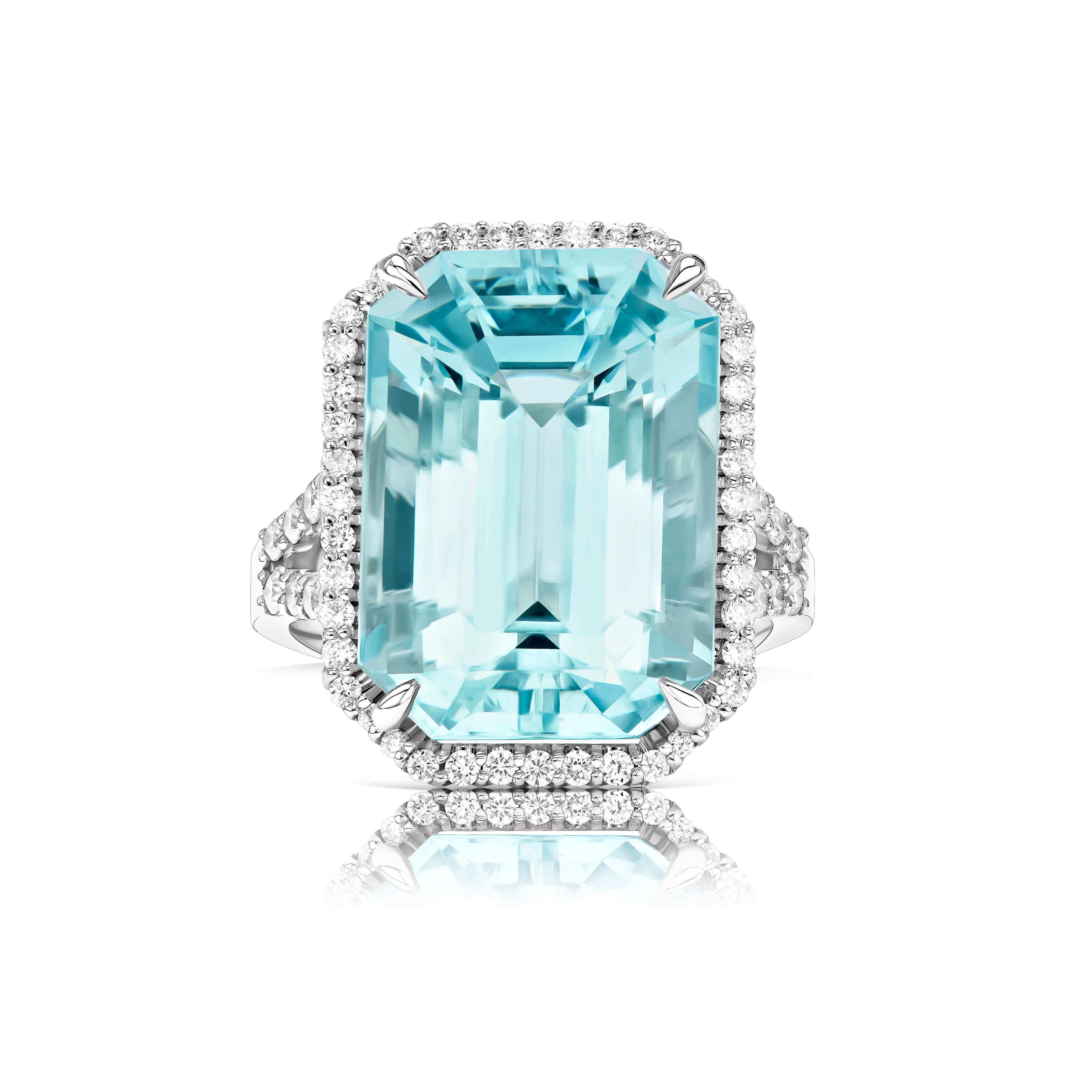 Кольцо из белого золота с аквамарином 12.97 карат, дизайн Parure Atelier