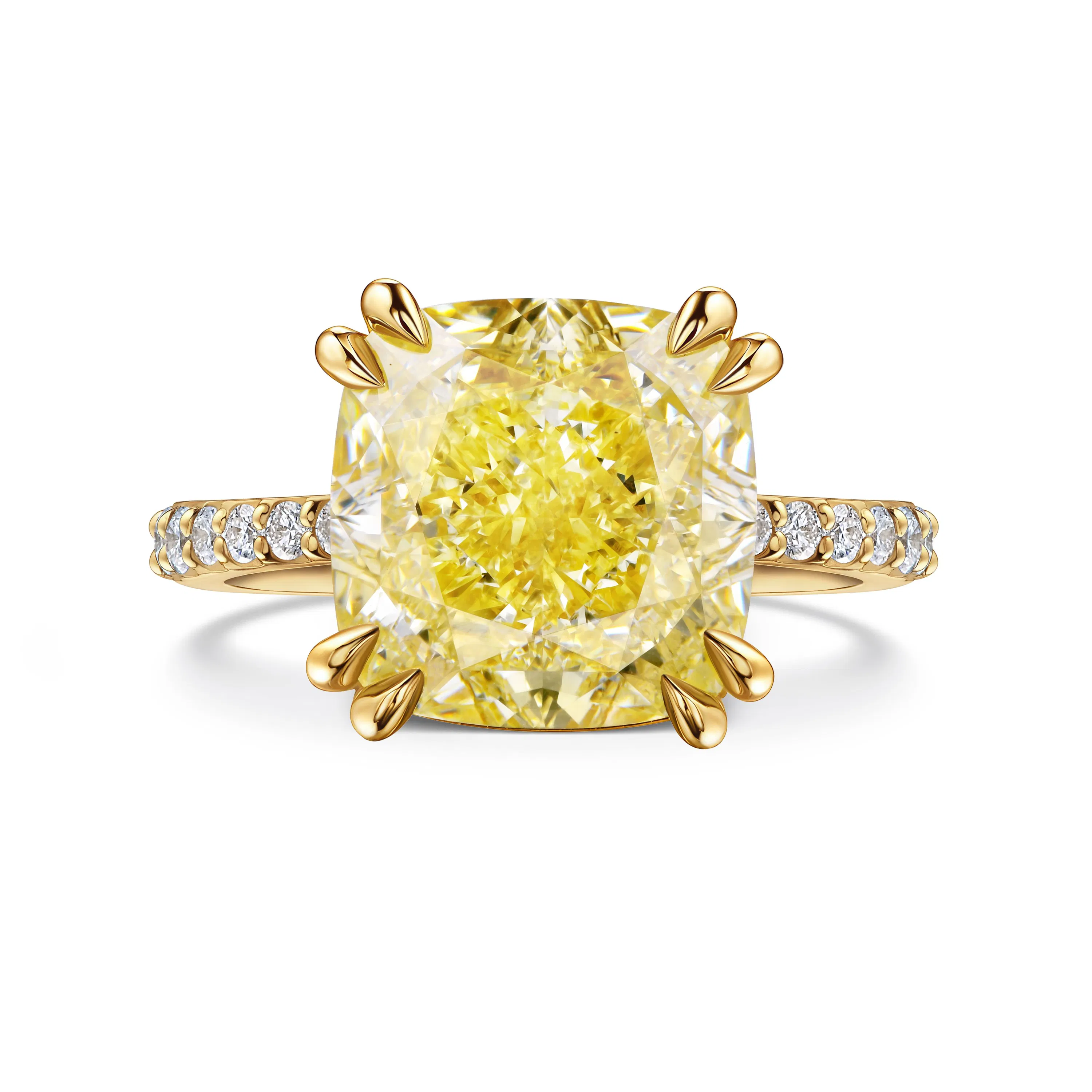 Кольцо с желтым бриллиантом 7.78 карат в жёлтом золоте