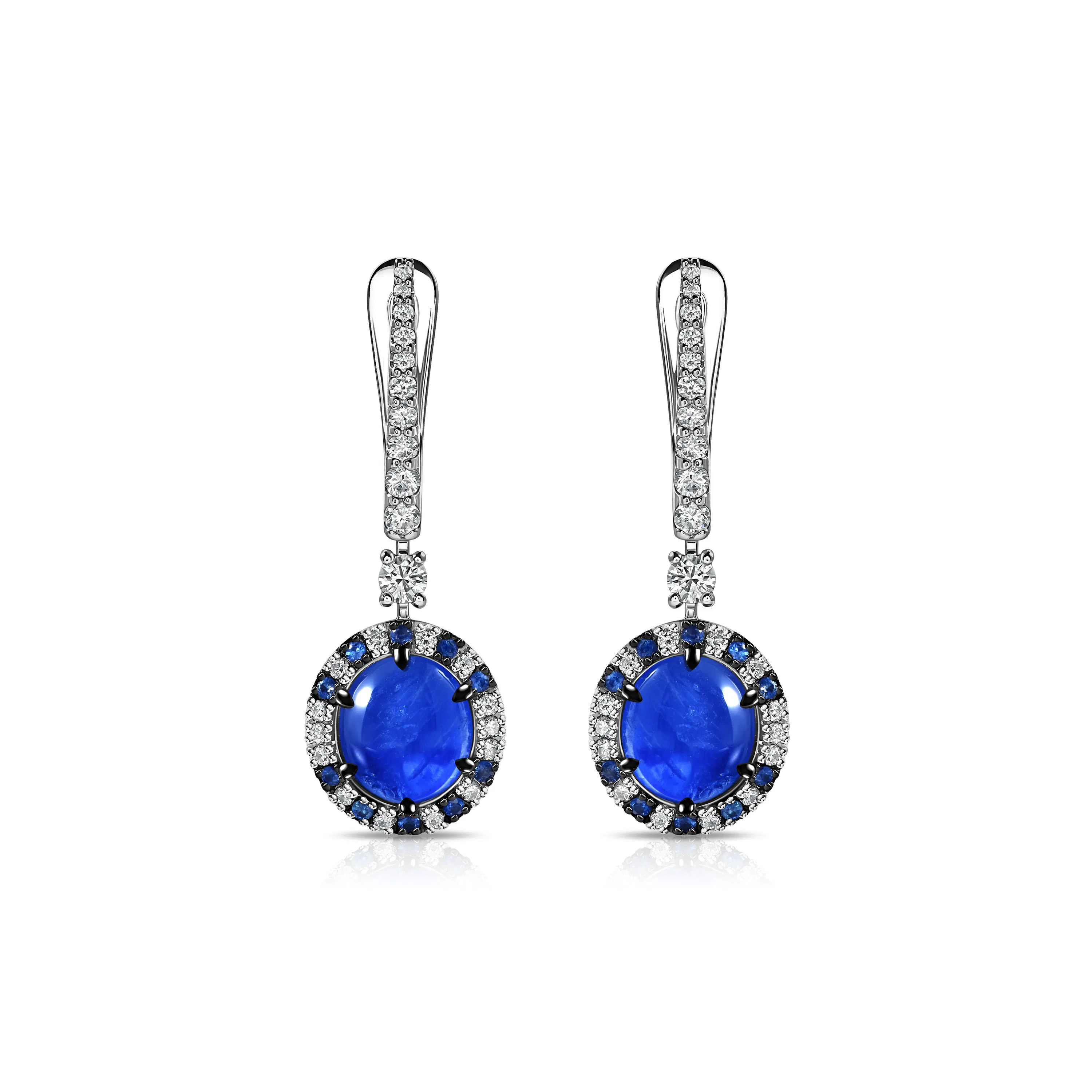 Серьги из белого золота с сапфирами 5.79 карат.