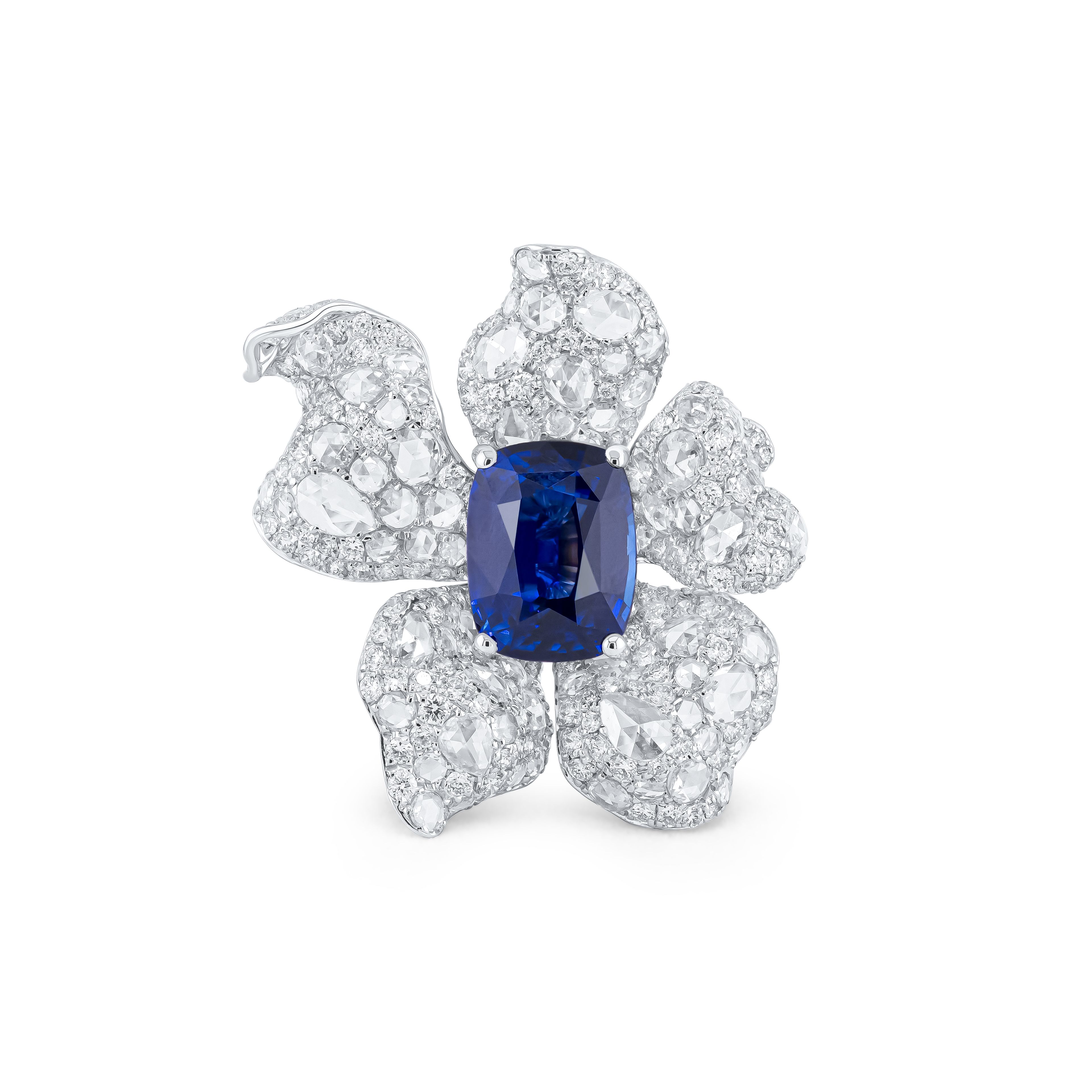 Кольцо-трансформер из белого золота с сапфиром 5.24 карата