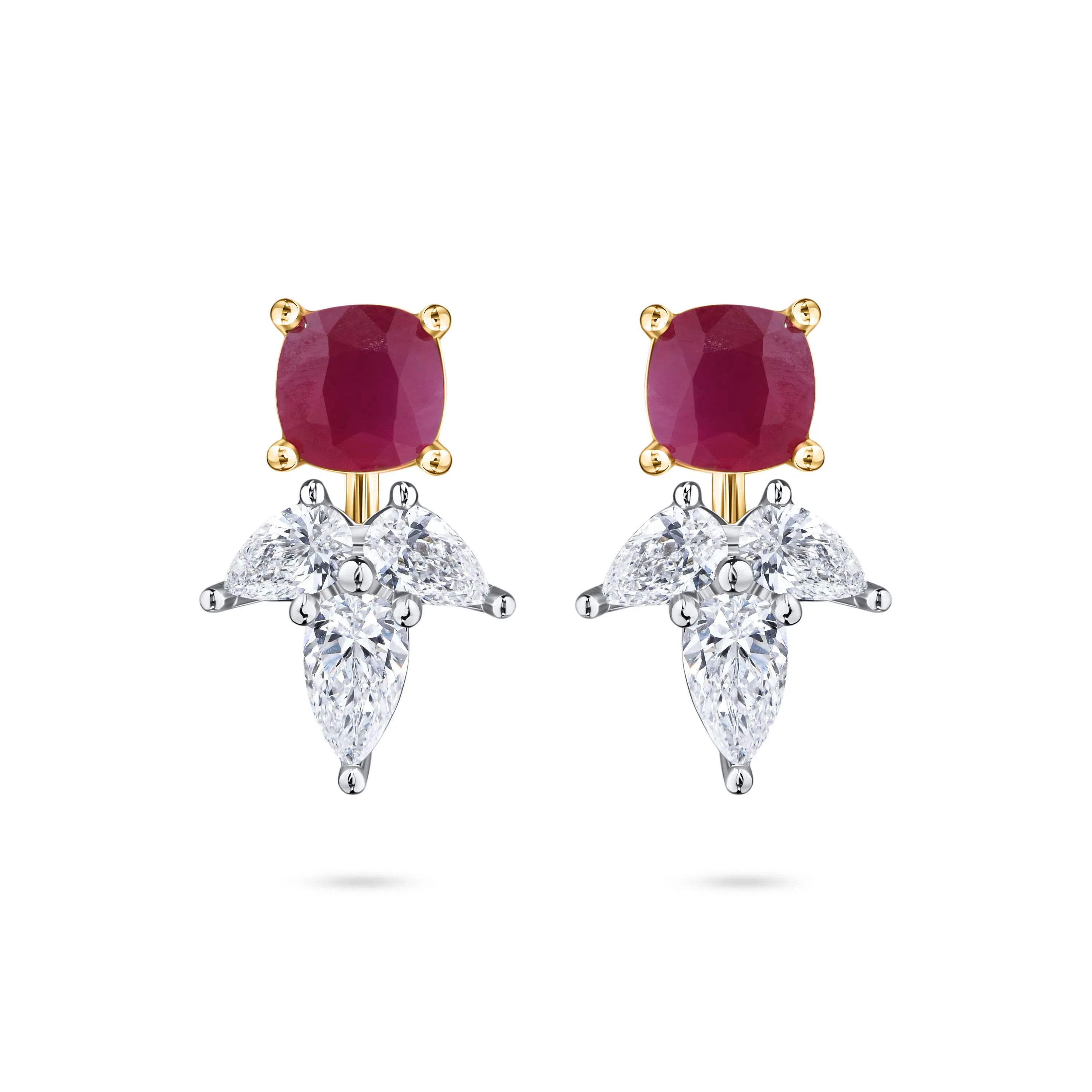 Пусеты из белого золота с рубинами 0.47 и 0.46 карата