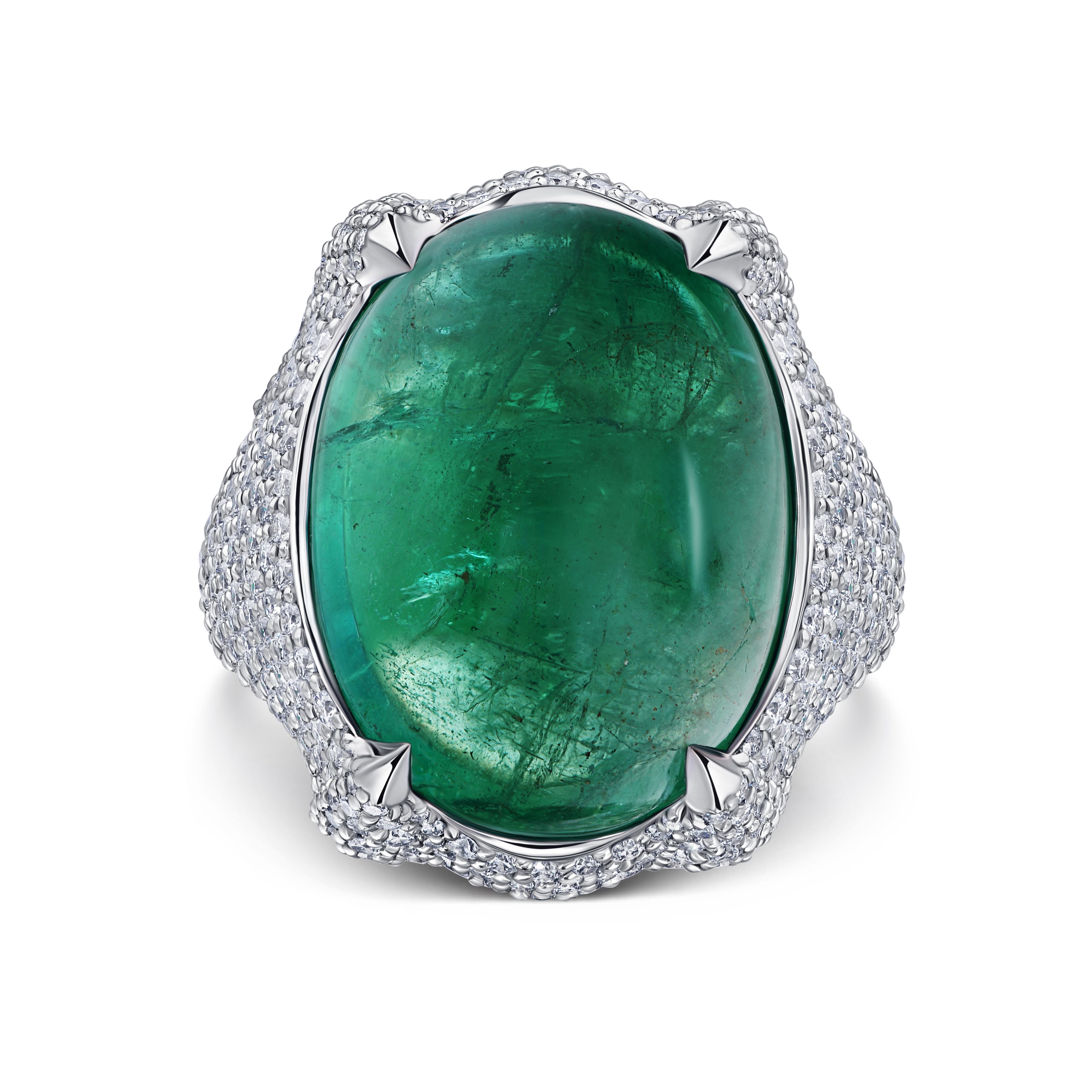 Кольцо с изумрудом 18.07 карат в белом золоте от Parure Atelier