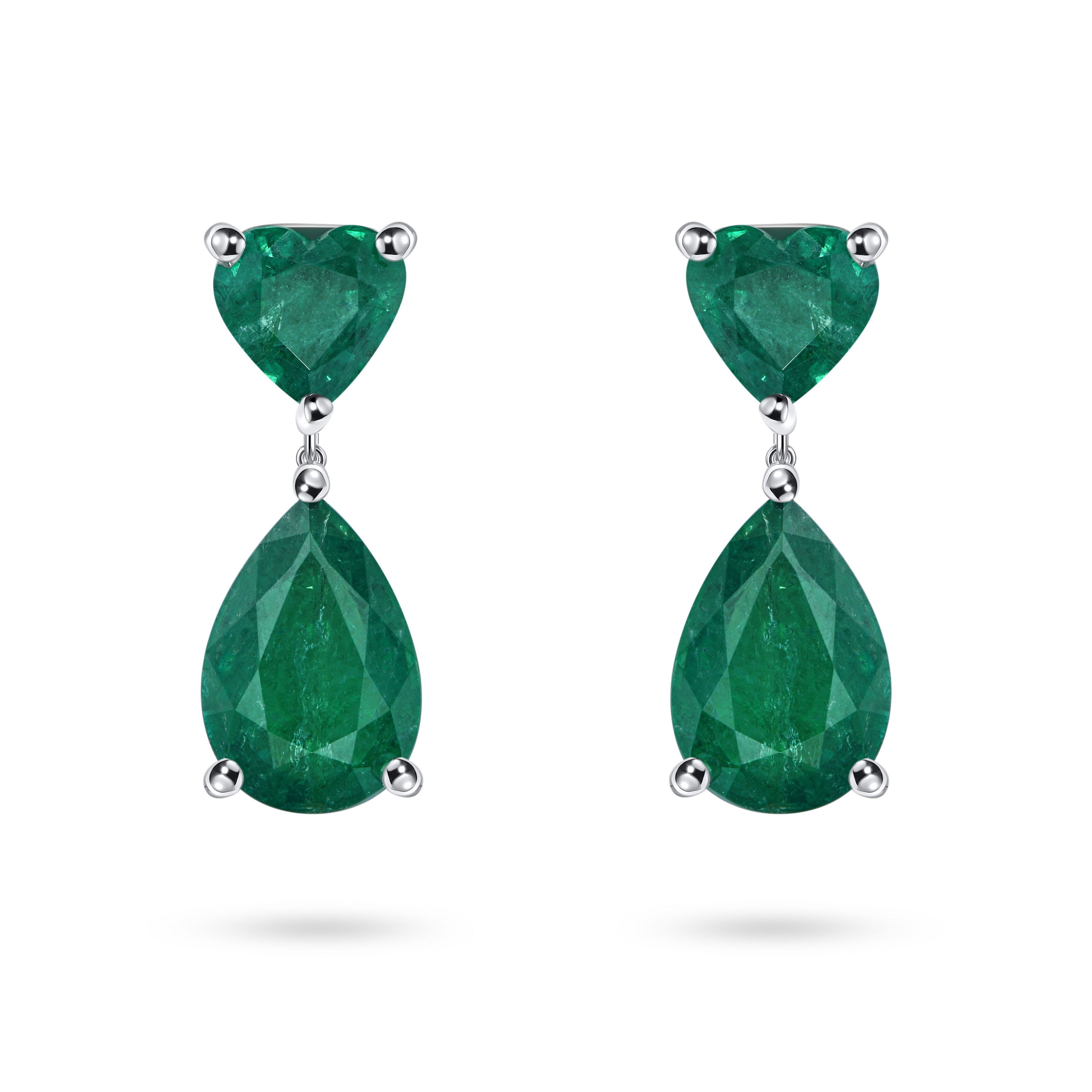 Серьги из белого золота с изумрудами 2.01 и 2.06 карат
