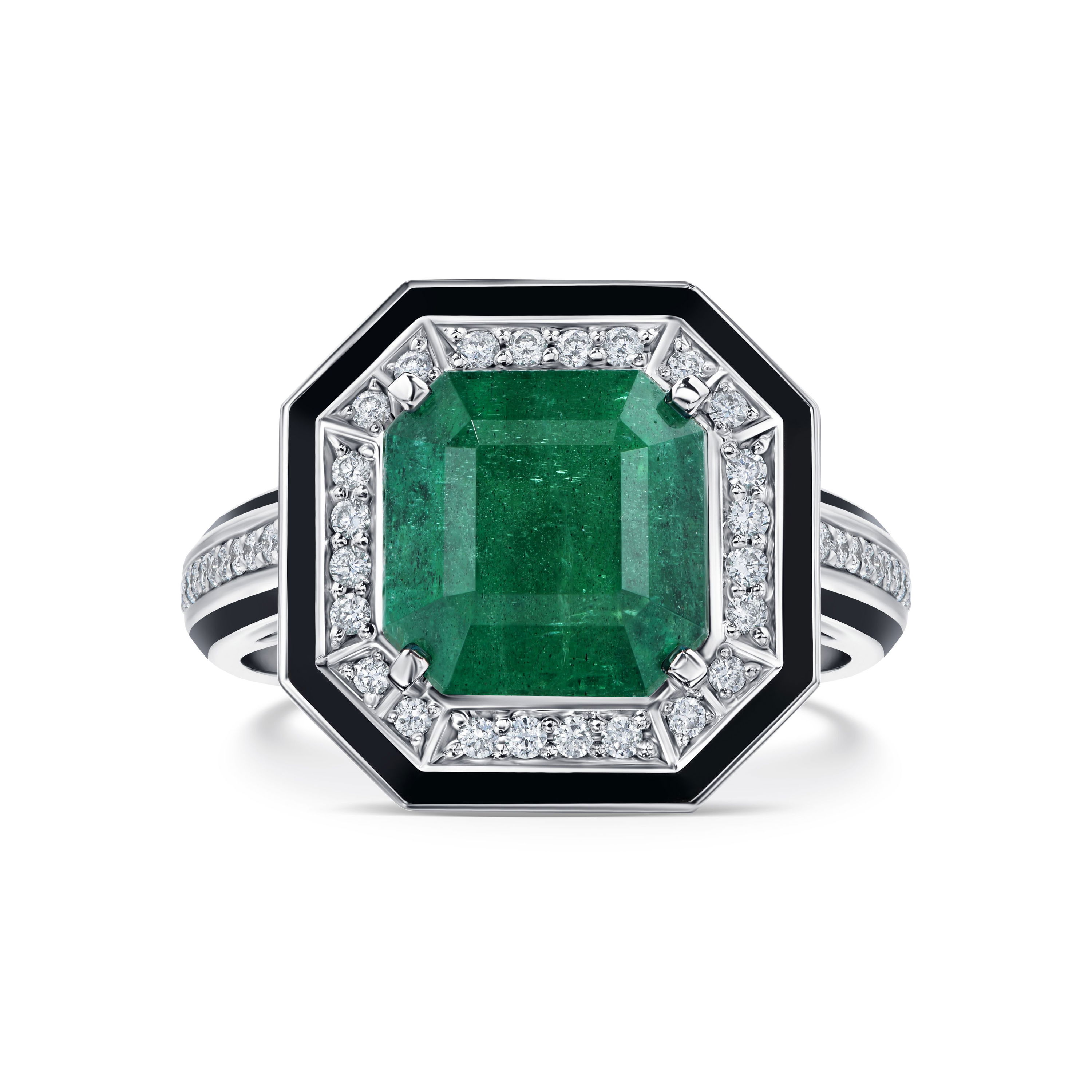 Кольцо с изумрудом 3.54 карата в белом золоте, дизайн Parure Atelier