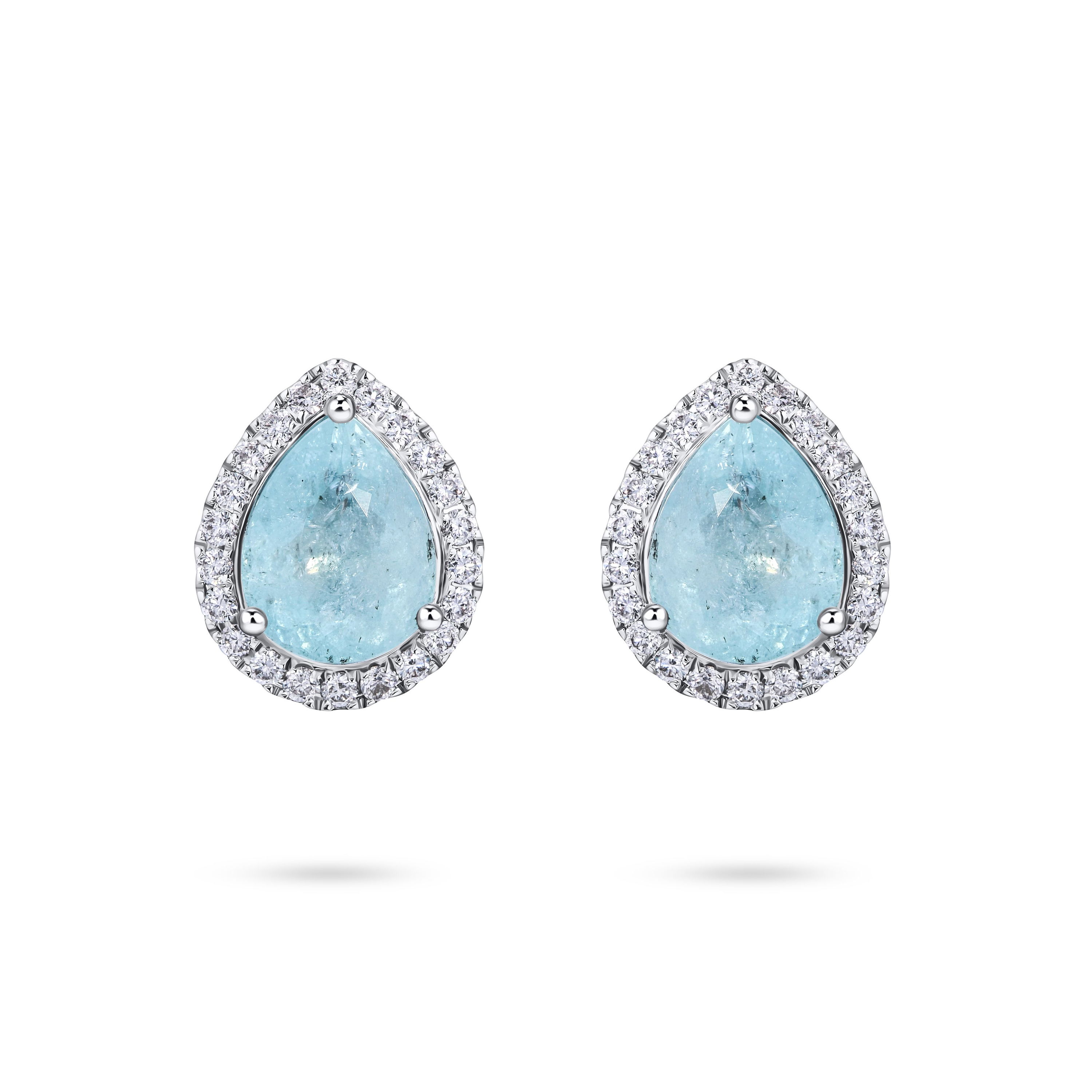 Пусеты из белого золота с турмалинами Параиба 0.91 и 0.82 карата