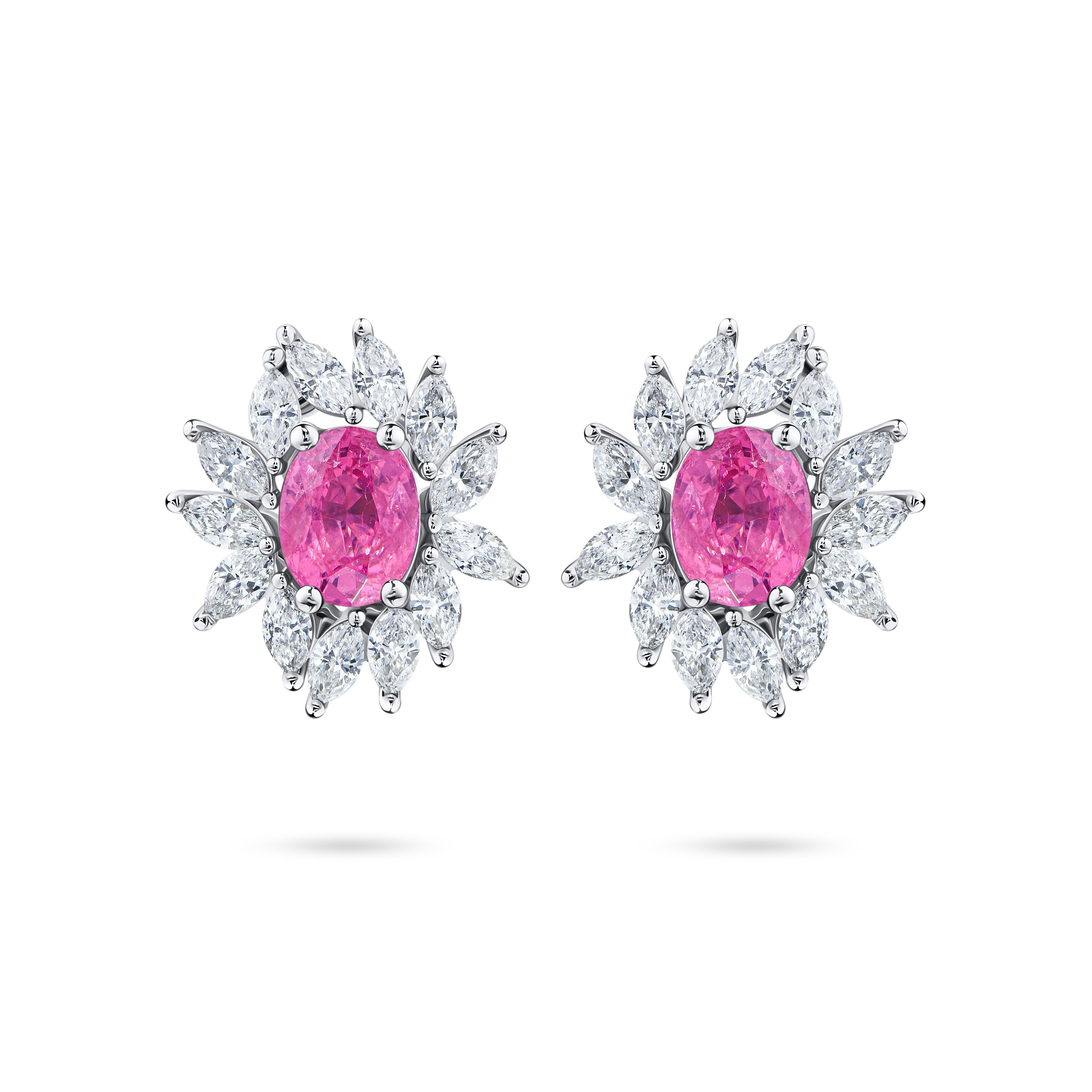 Пусеты из белого золота с шпинелями 0.76 и 0.68 карат