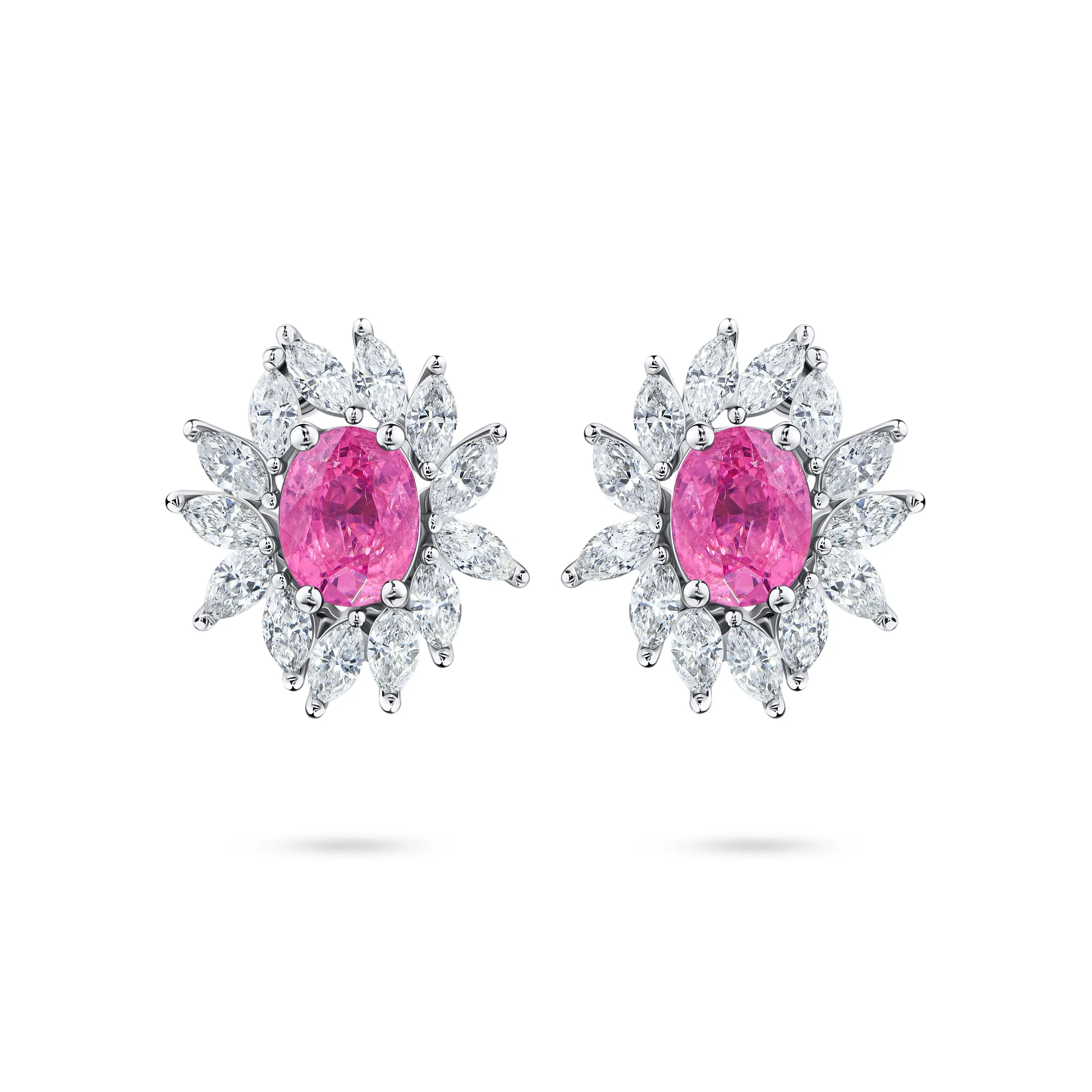 Пусеты из белого золота с шпинелями 0.76 и 0.68 карат