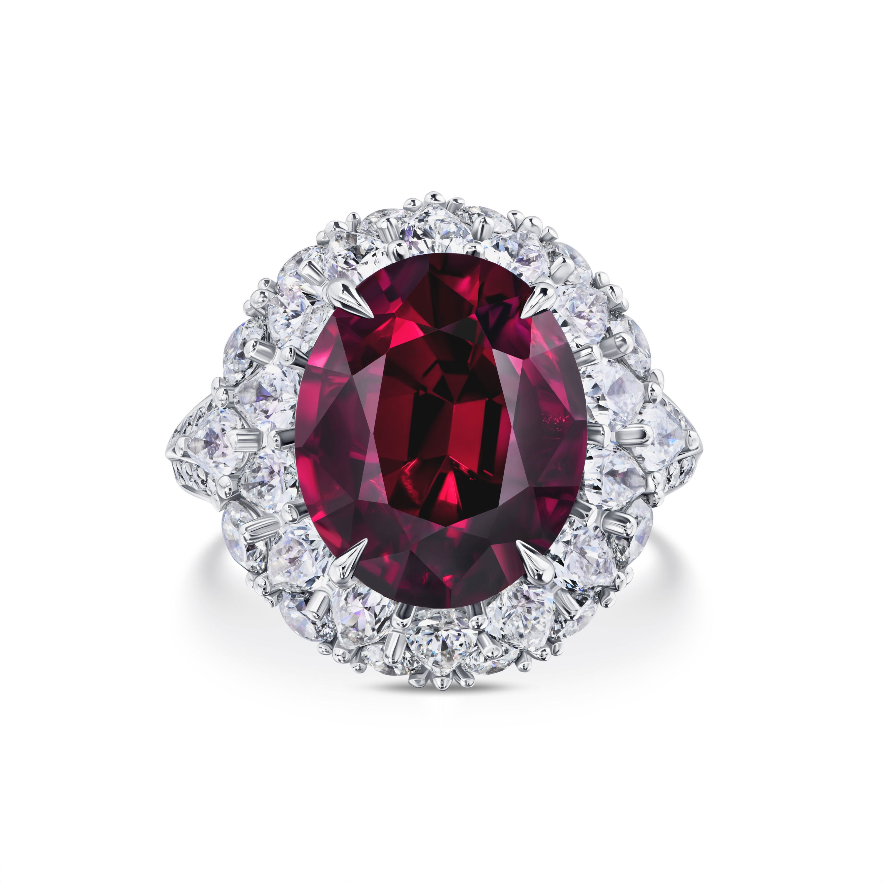 Кольцо с турмалином рубеллитом 9.36 карат в белом золоте