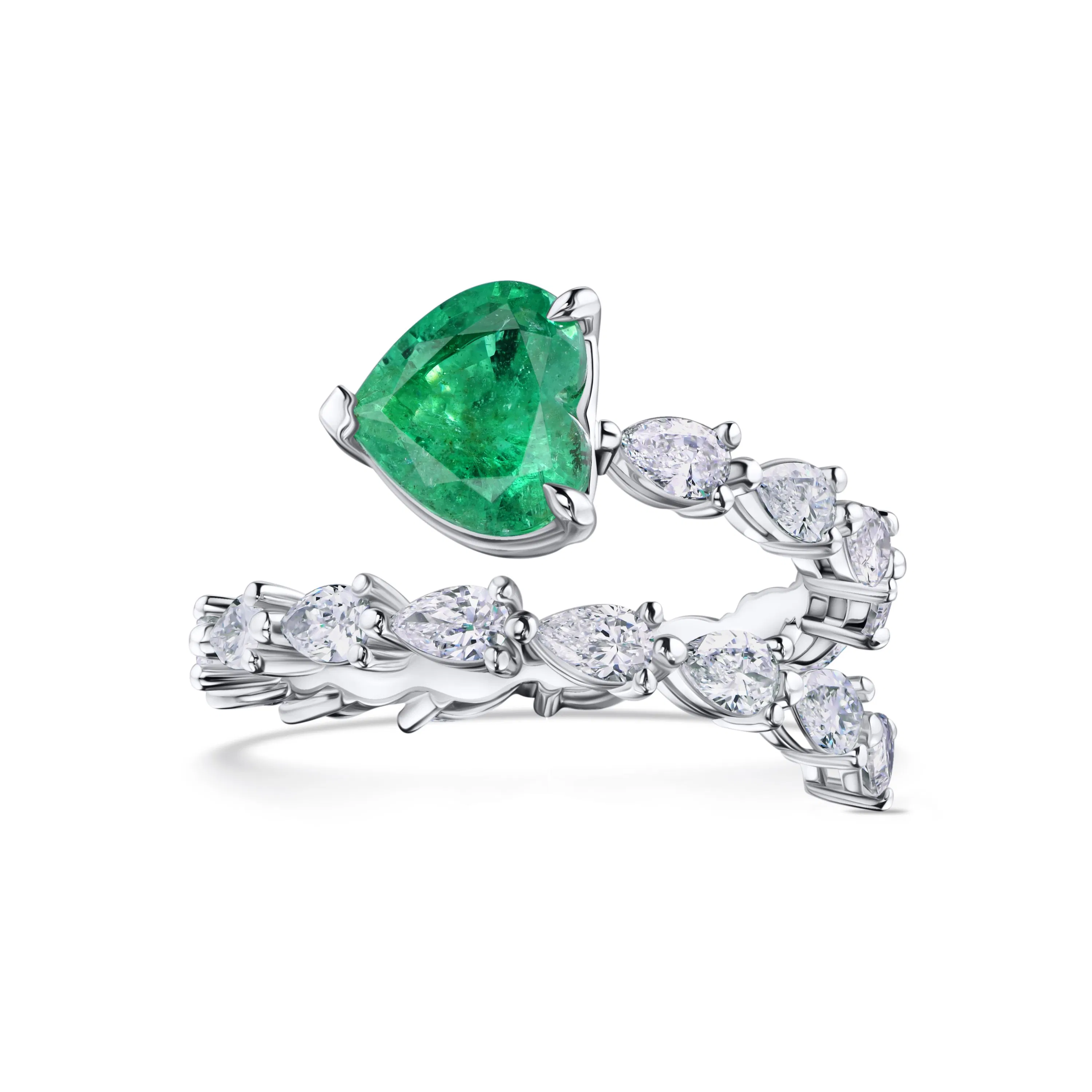 Кольцо с изумрудом 1.47 карат в белом золоте от Parure Atelier