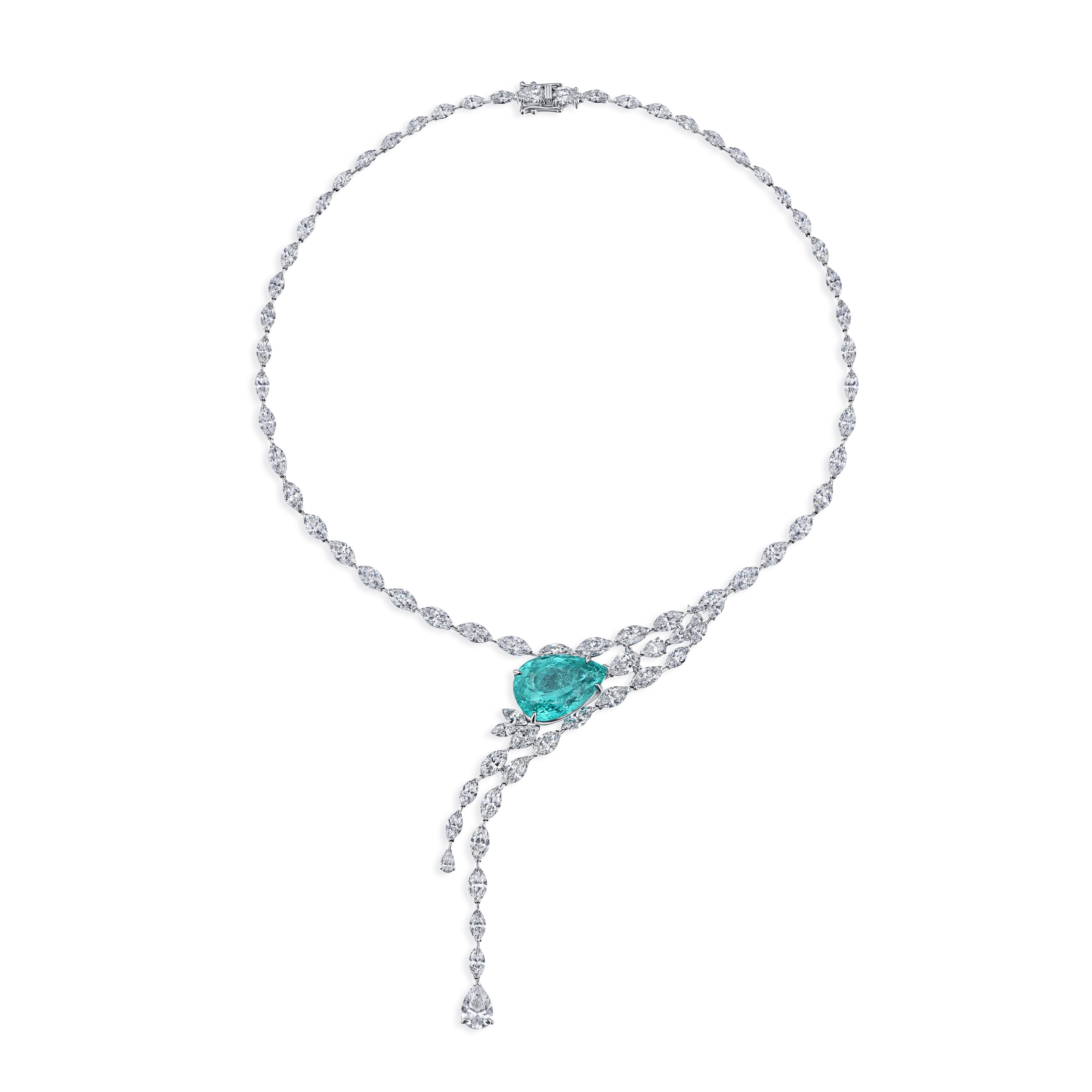 Lagoon Necklace с турмалином Параиба 20.36 карат в белом золоте