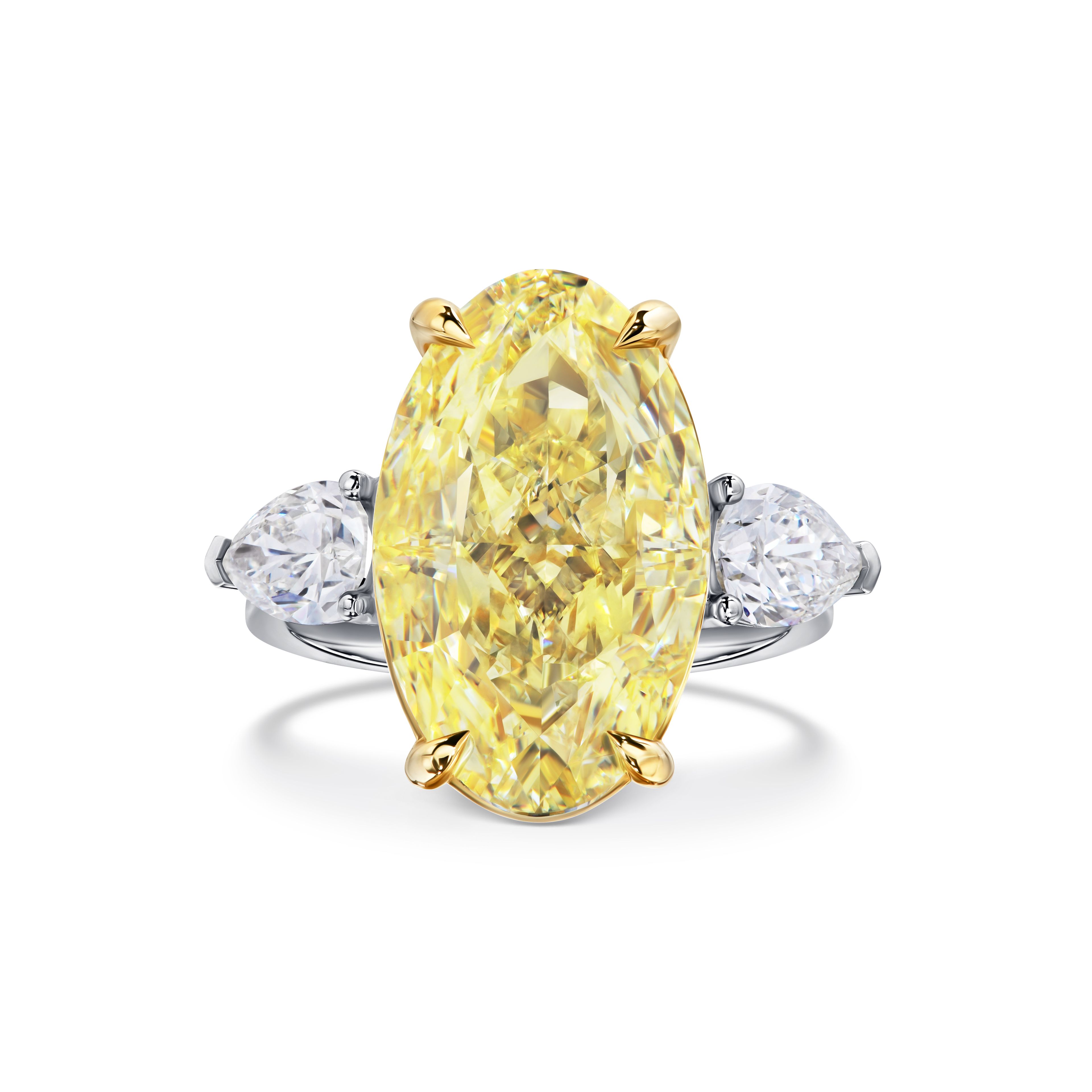 Кольцо Soleil с желтым бриллиантом 10.01 карат в белом золоте