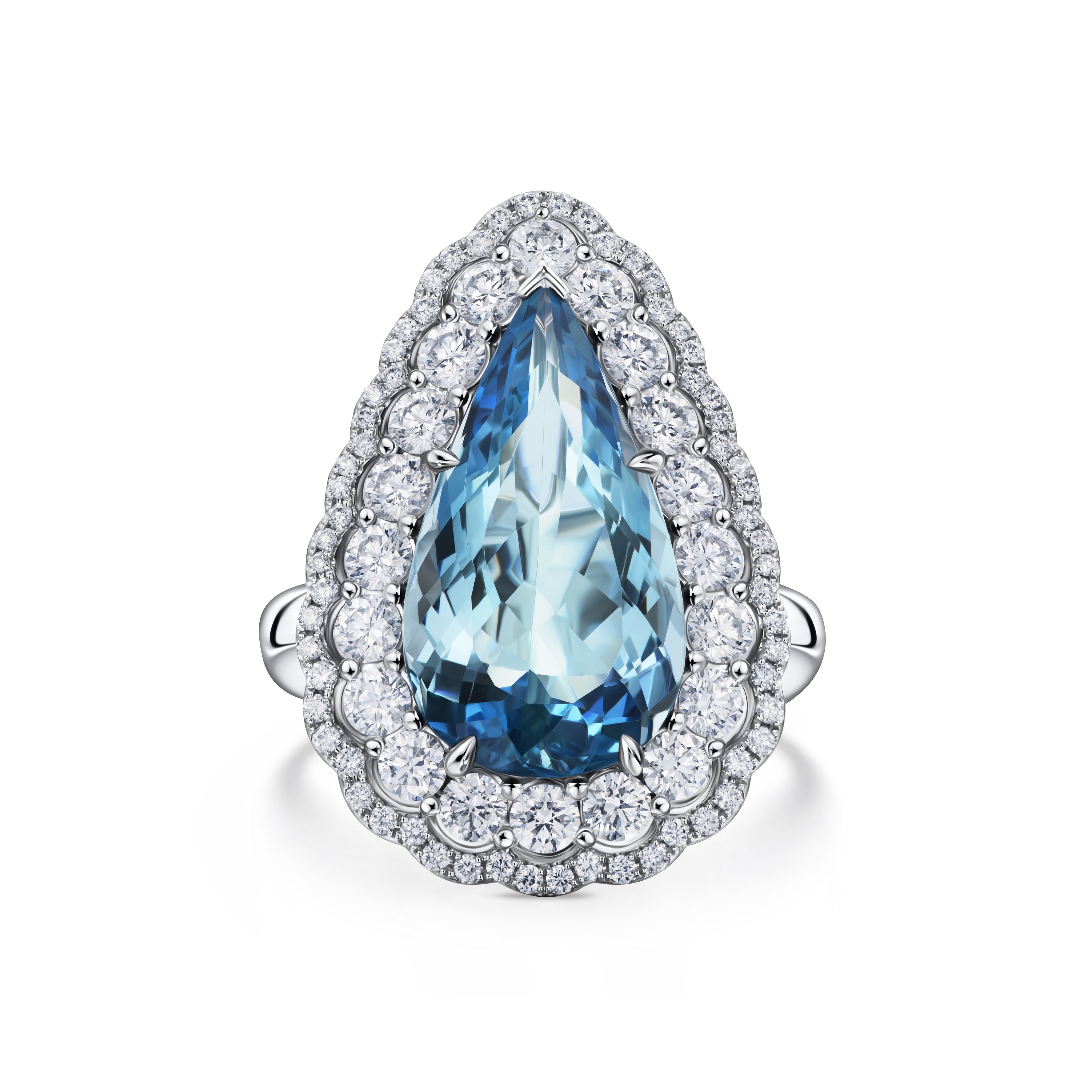 Кольцо из белого золота с аквамарином 5.42 карата.