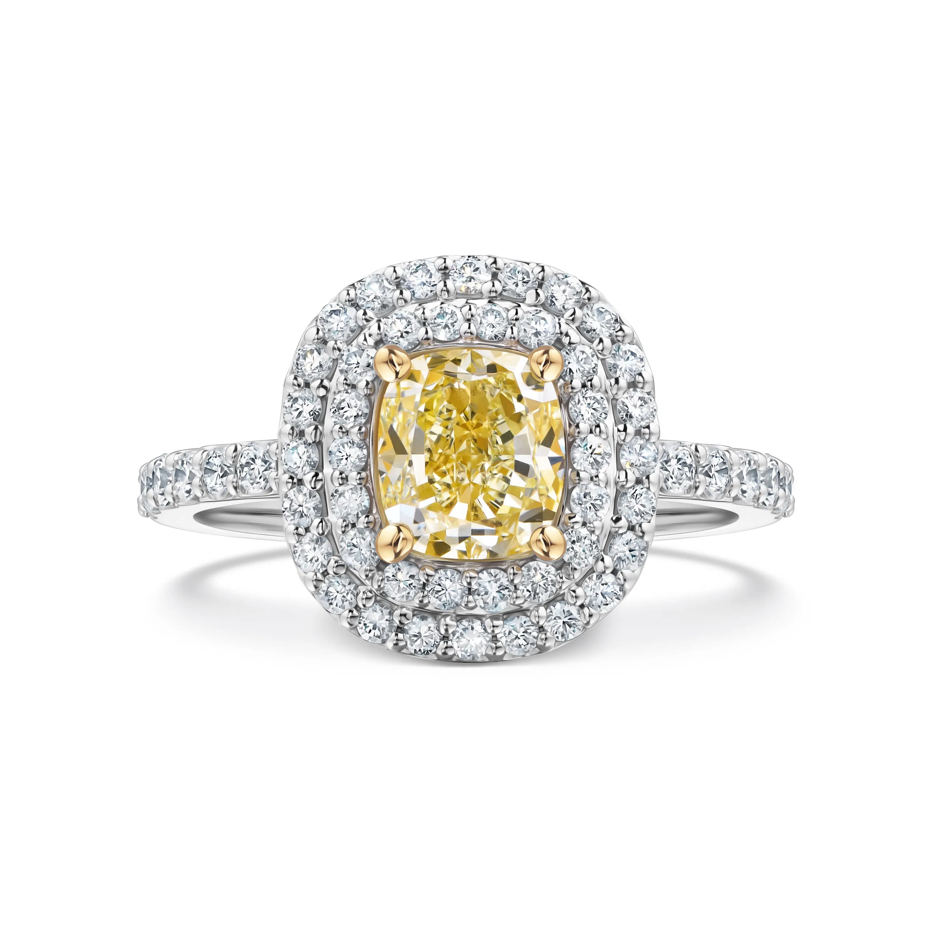 Кольцо с желтым бриллиантом 1.03 карат в белом золоте