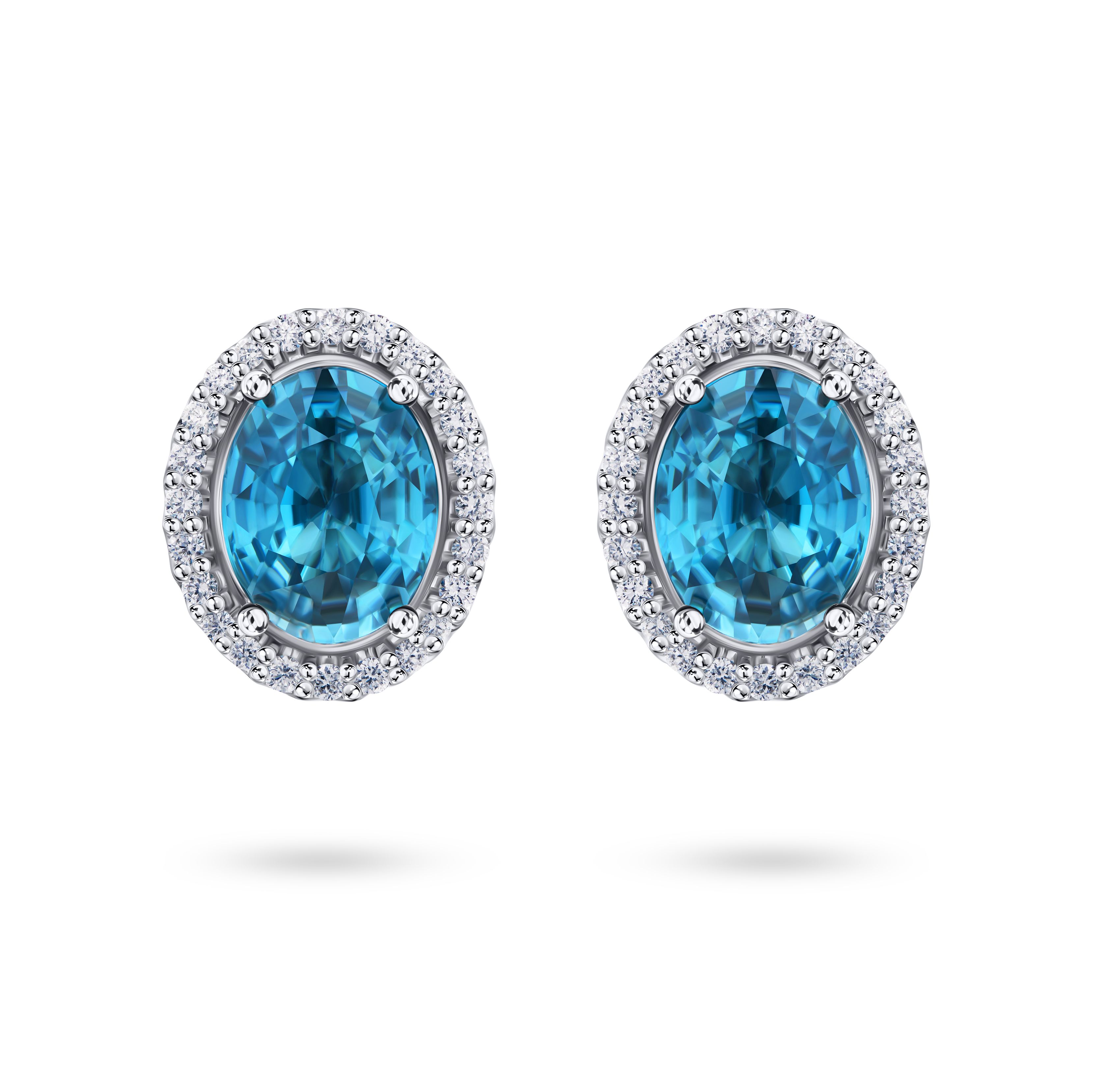 Пусеты из белого золота с цирконами 2.56 и 2.39 карат.