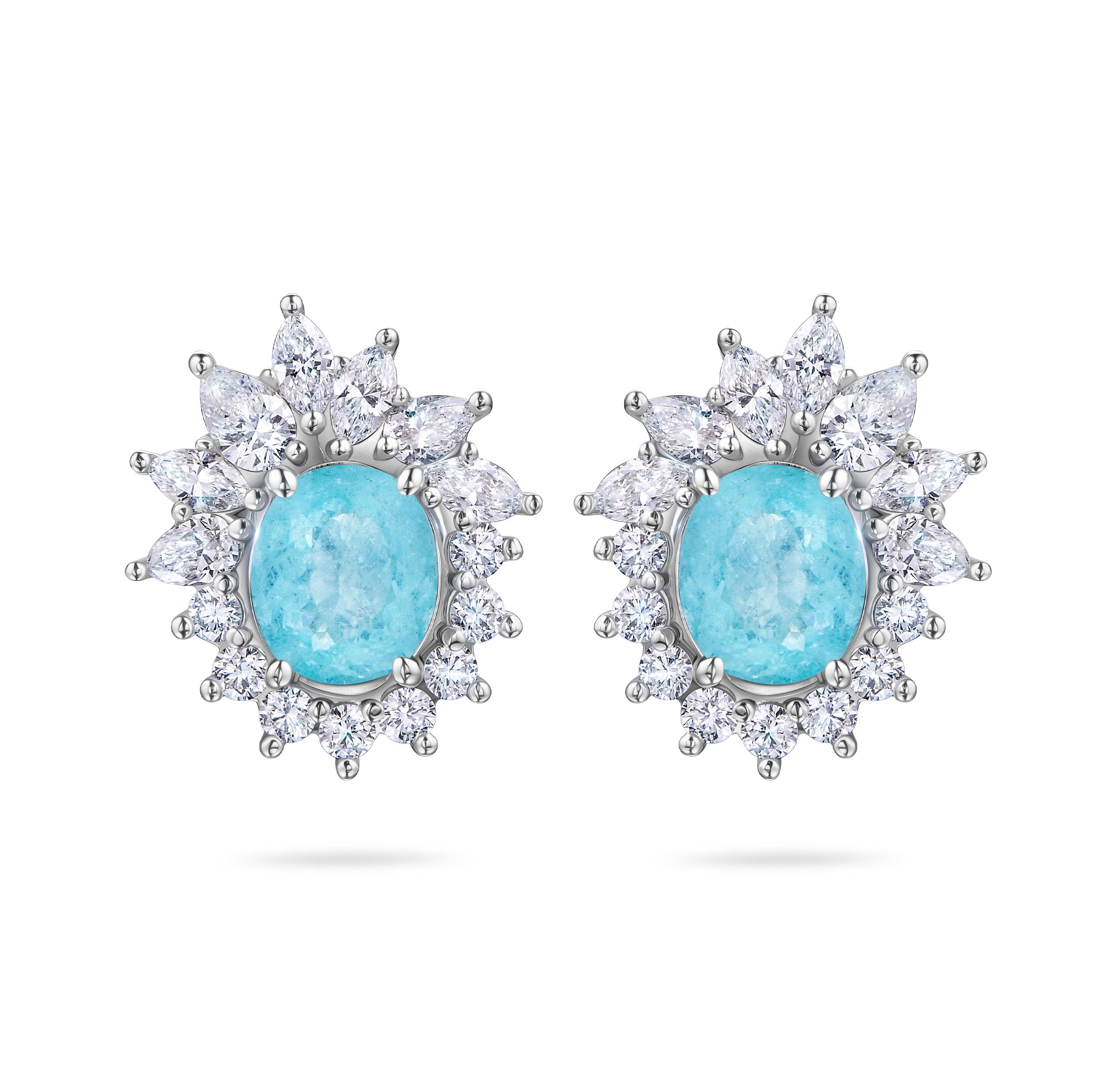 Пусеты из белого золота с турмалинами Параиба 0.93 и 0.95 карата