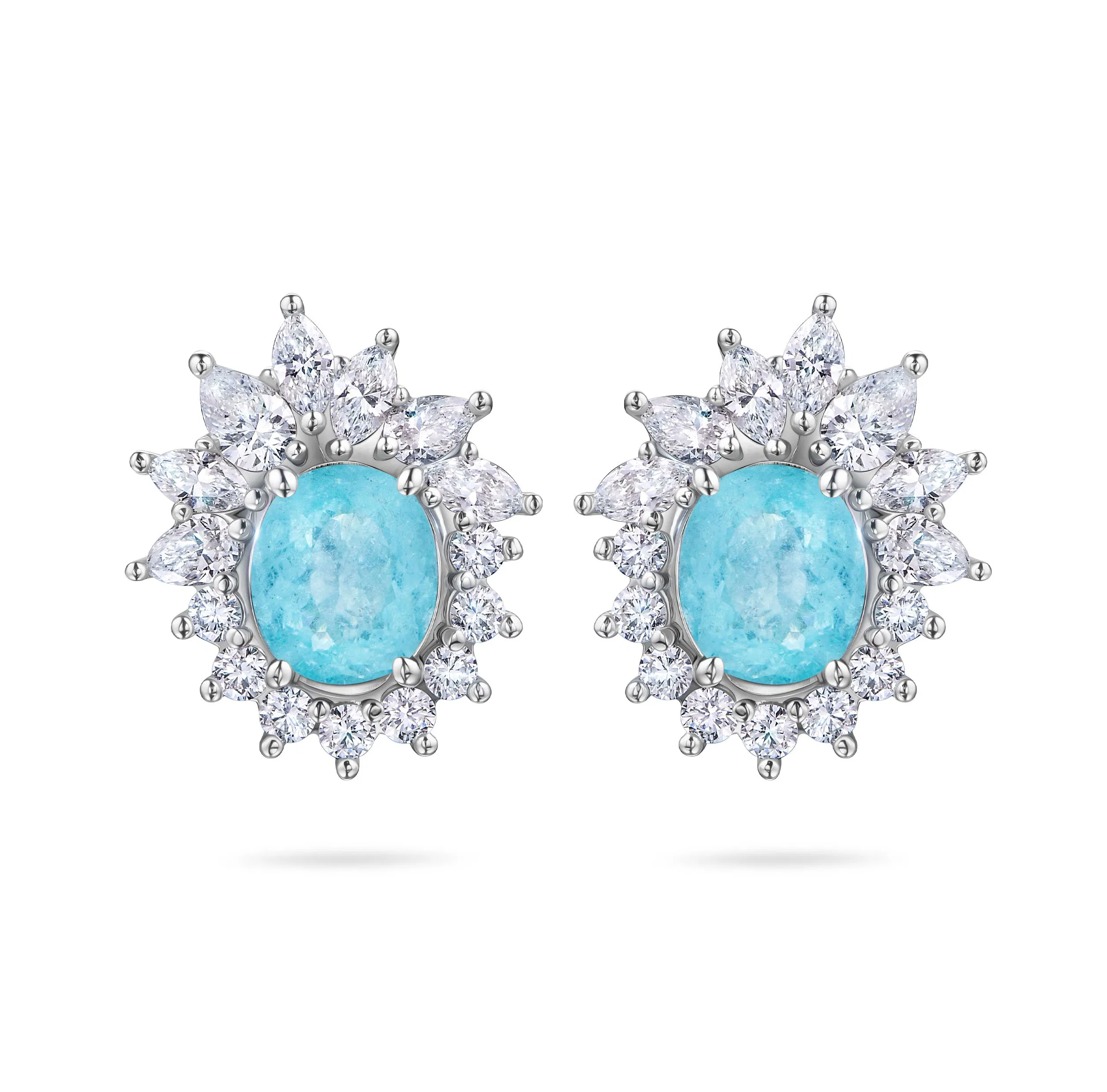 Пусеты из белого золота с турмалинами Параиба 0.93 и 0.95 карата