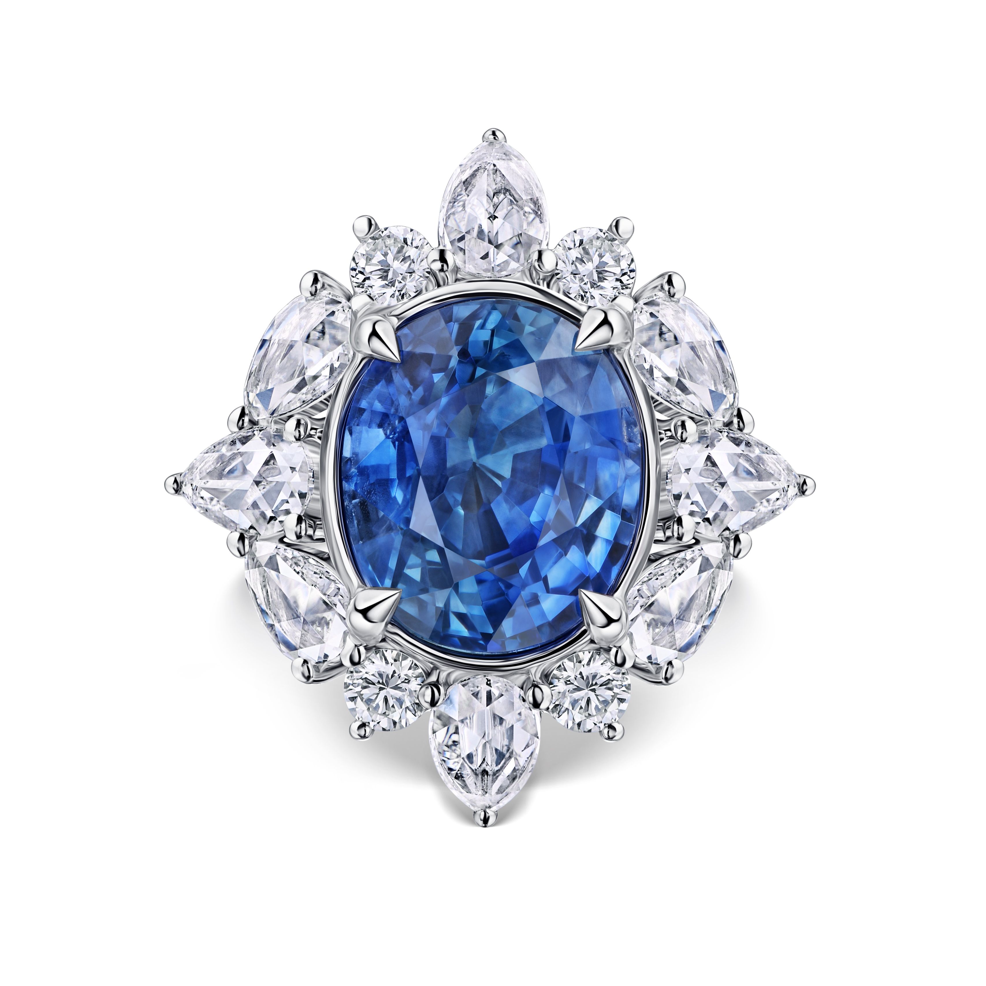 Кольцо из белого золота с сапфиром 4.63 карата, дизайн Parure Atelier