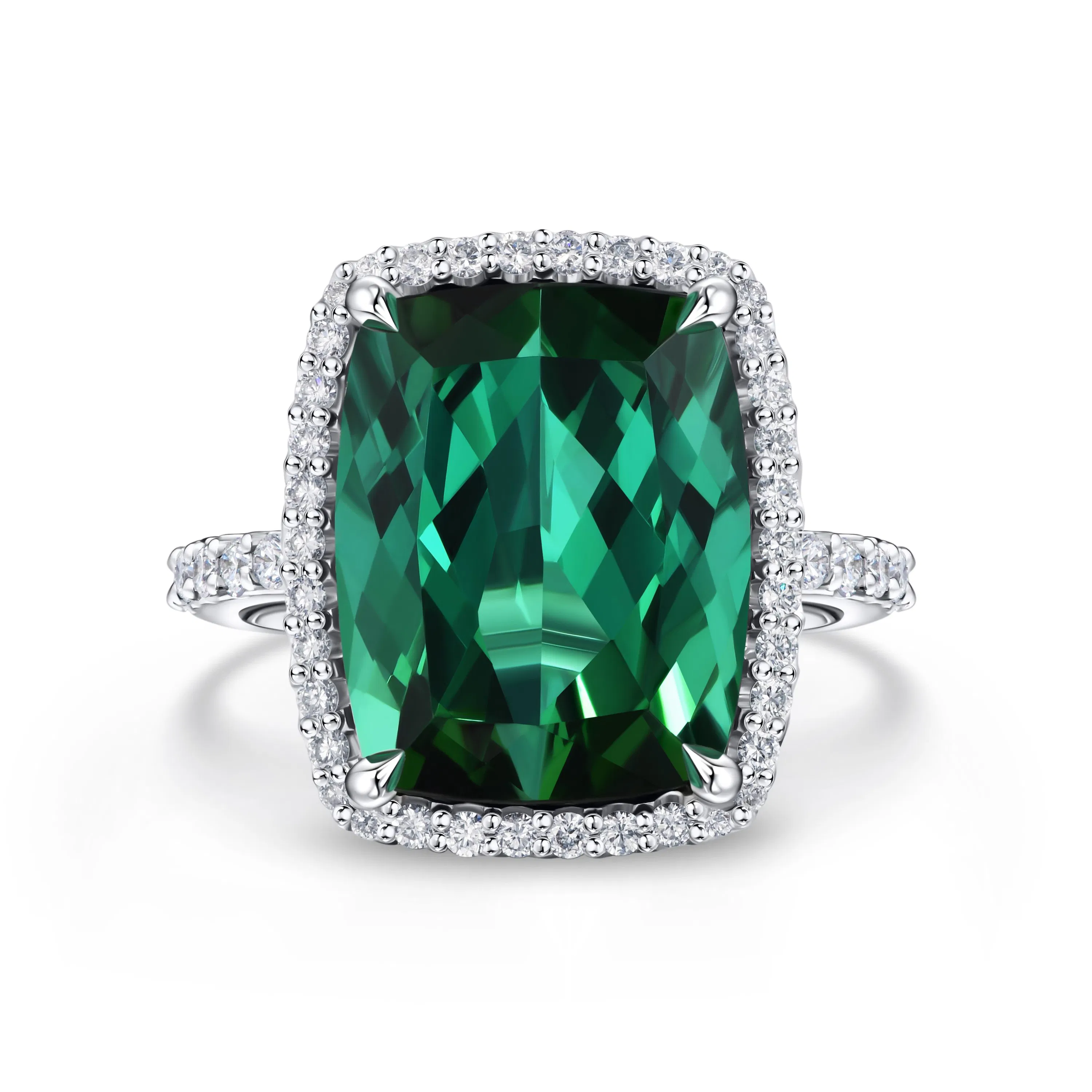 Кольцо с крупным турмалином 8.18 карат в белом золоте от Parure Atelier