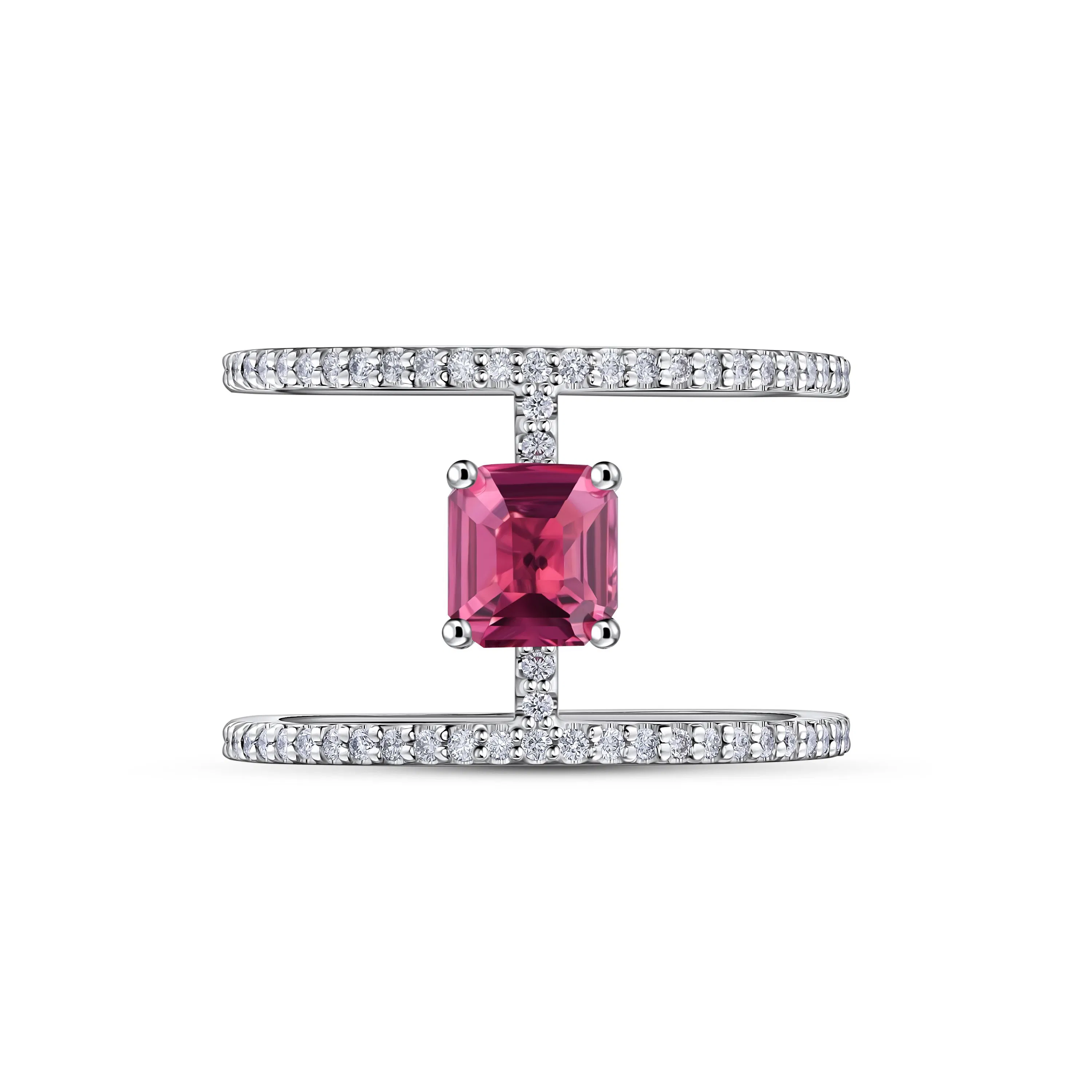 Кольцо из белого золота с центральной шпинелью 0.98 карат