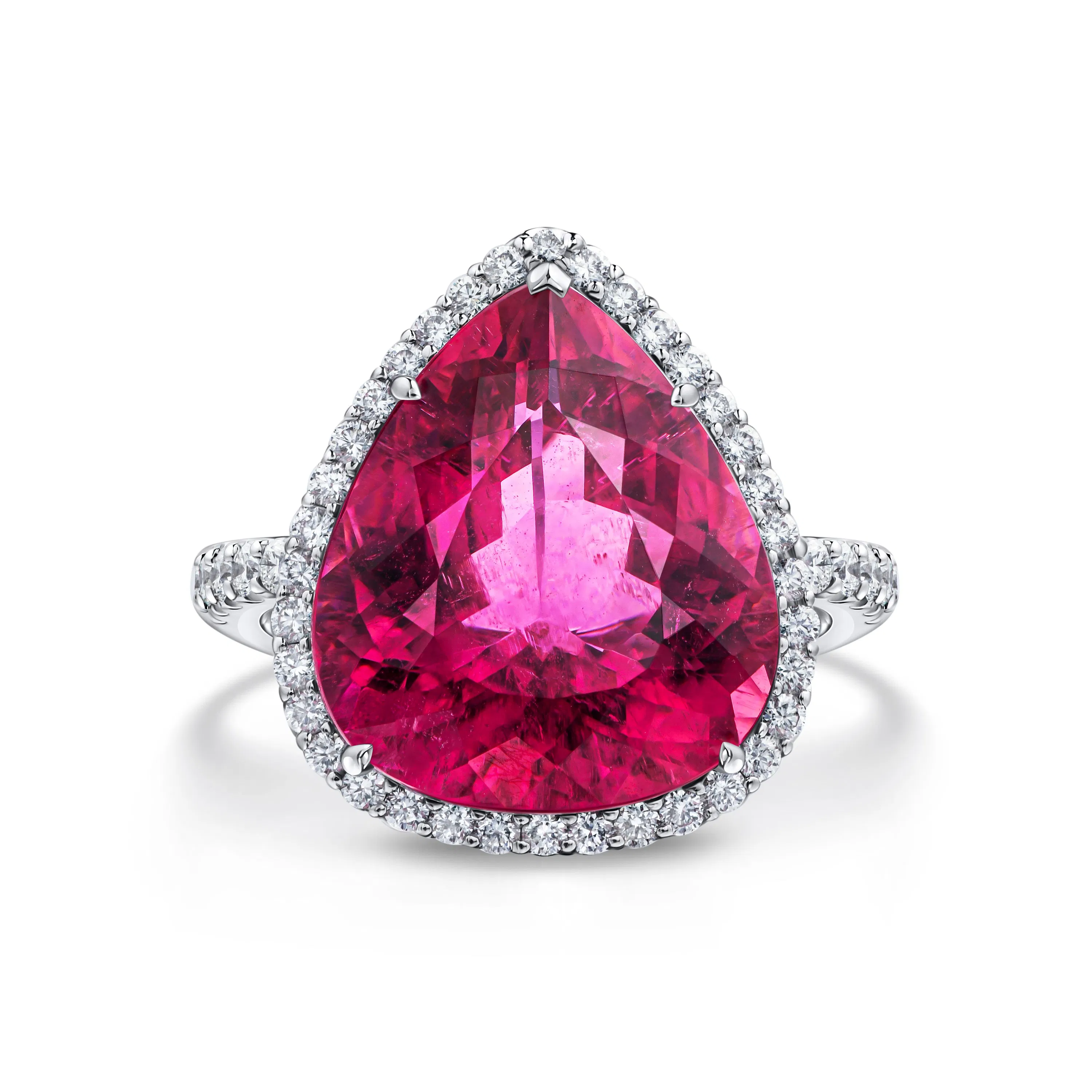 Кольцо с турмалином рубеллитом 7.2 карата в белом золоте