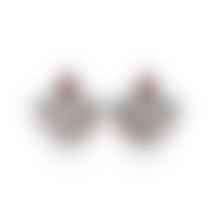 Серьги «Карты в руки» с бриллиантами, турмалинами и гранатами в белом золоте.