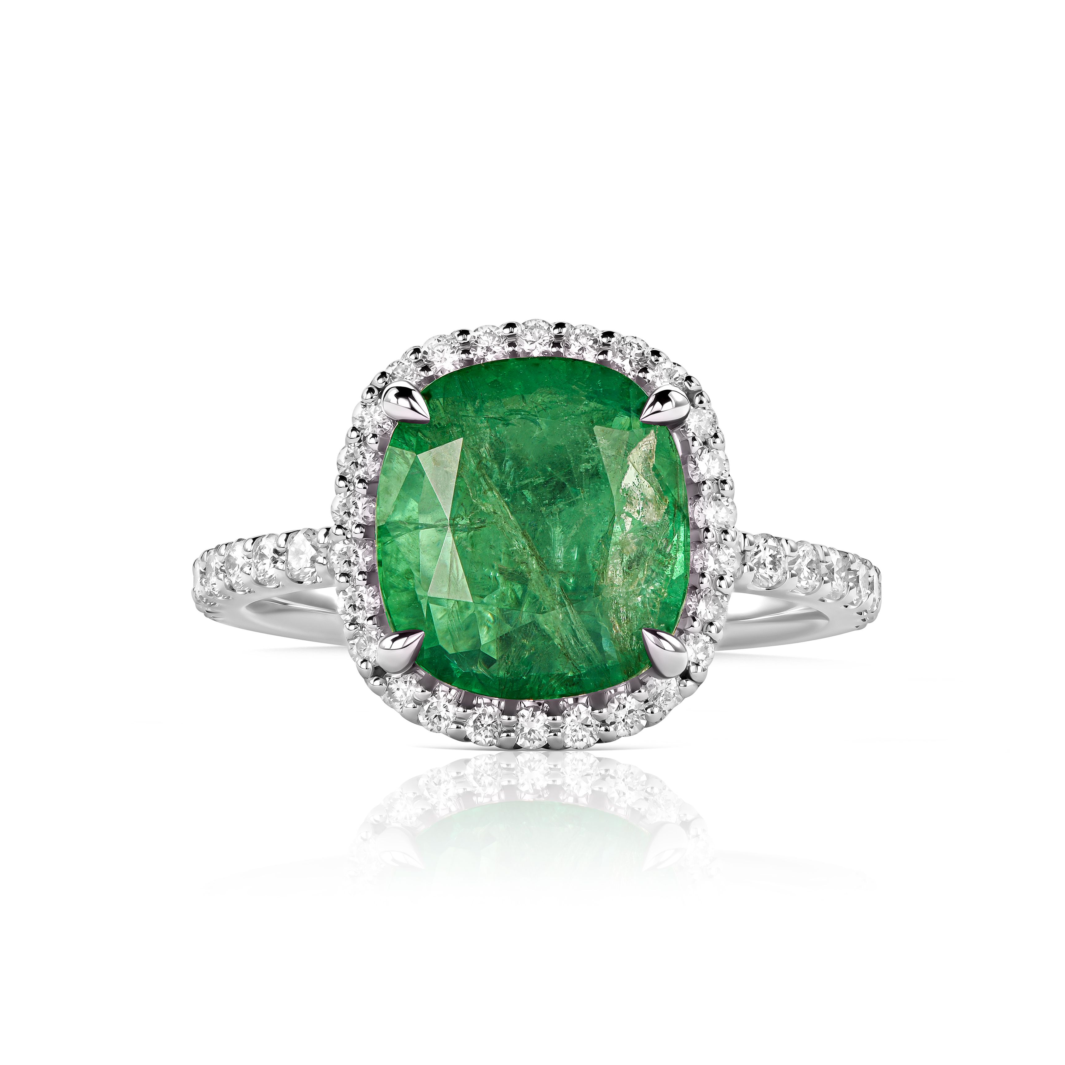 Кольцо с изумрудом 3.09 карат в белом золоте, дизайн Parure Atelier