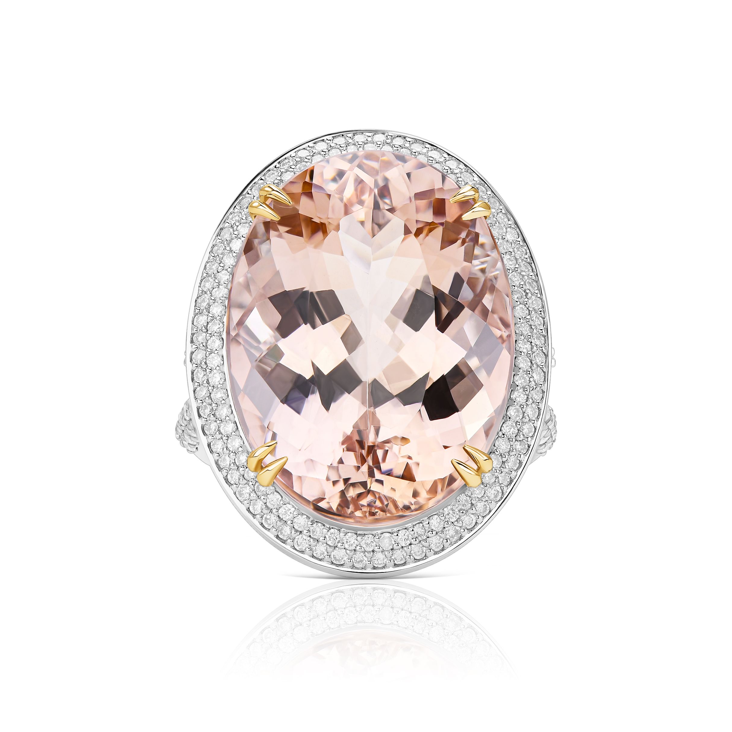 Кольцо с крупным морганитом 17.32 карата в белом золоте