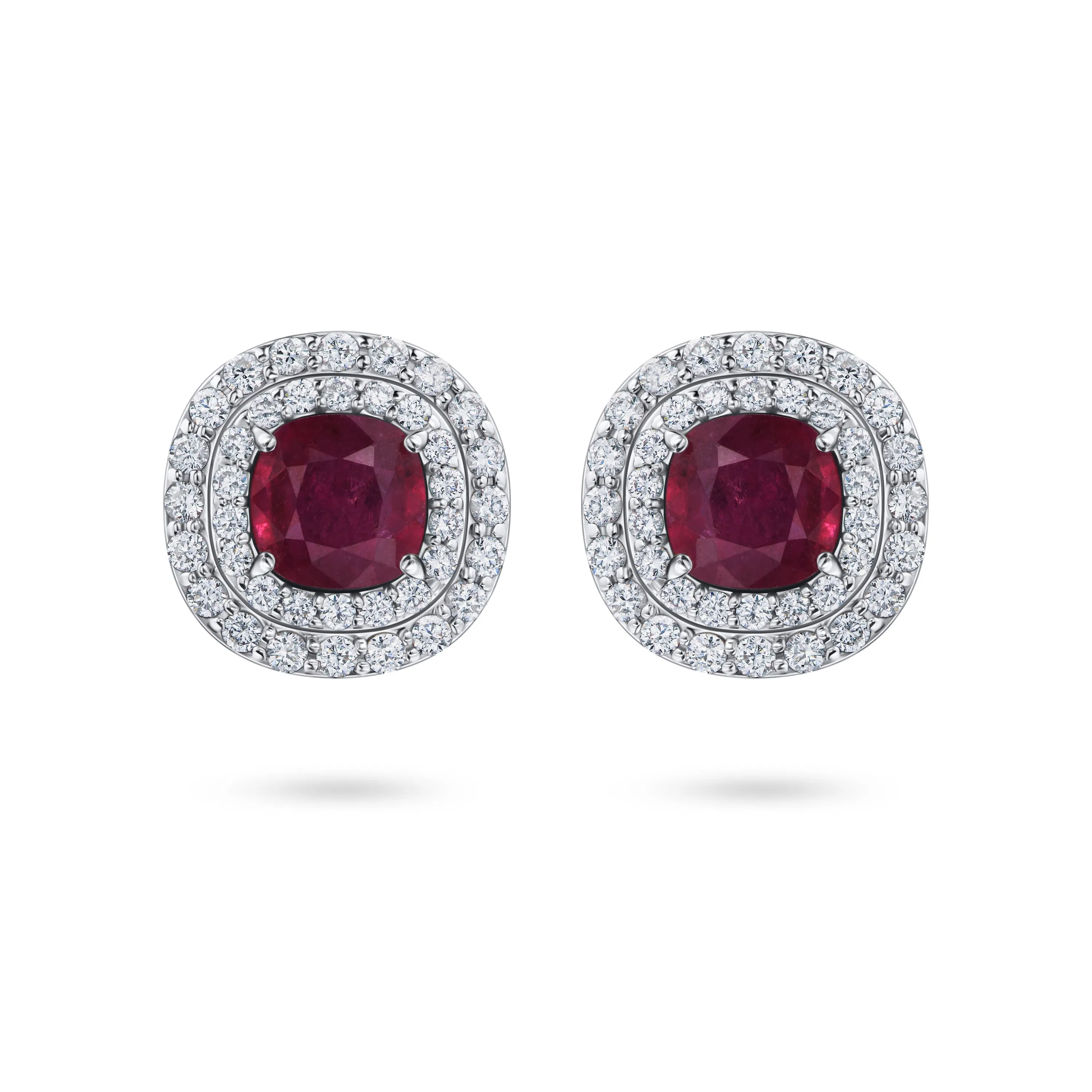 Пусеты из белого золота с рубинами 0.62 и 0.55 карата