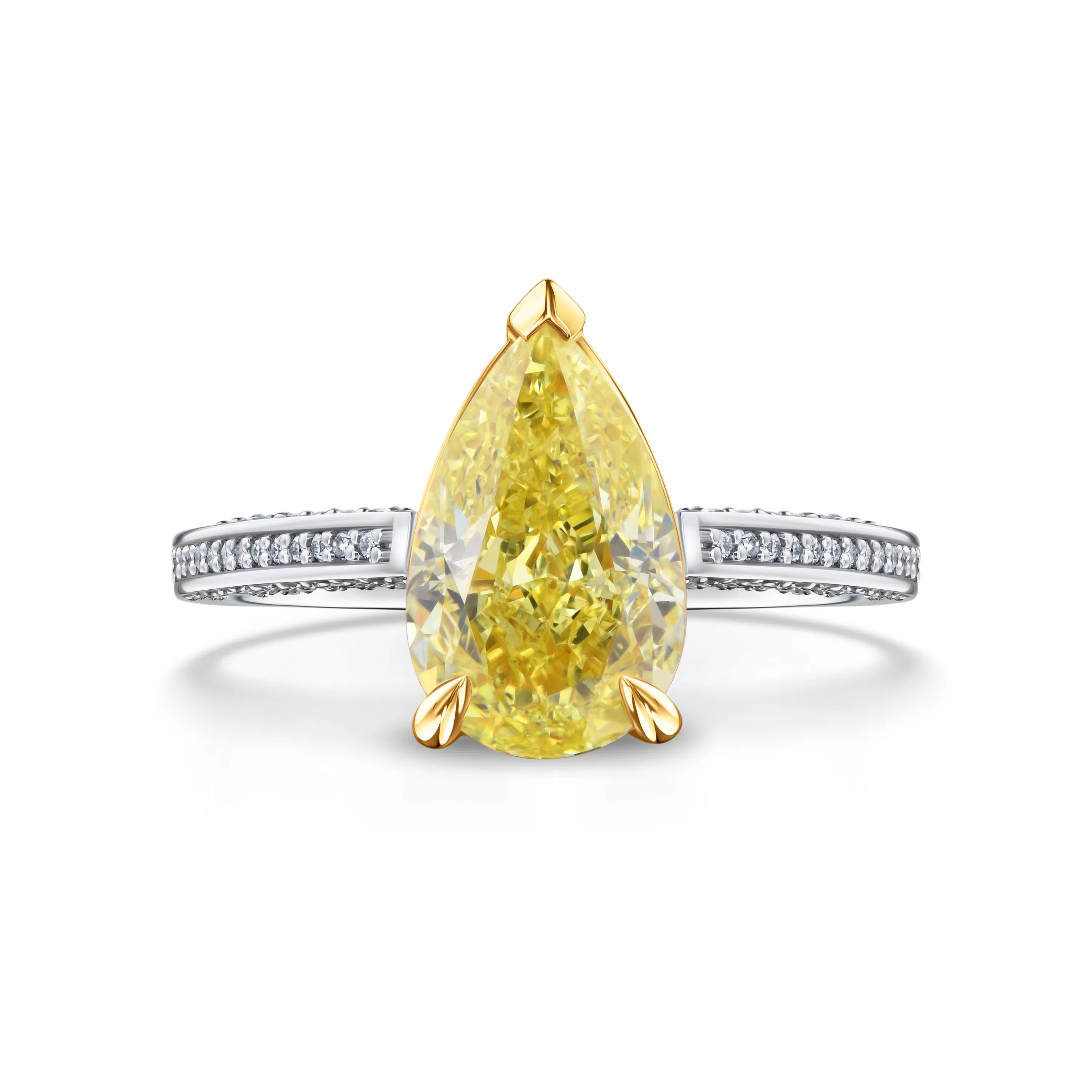 Кольцо с желтым бриллиантом 3.13 карат в белом золоте от Parure Atelier
