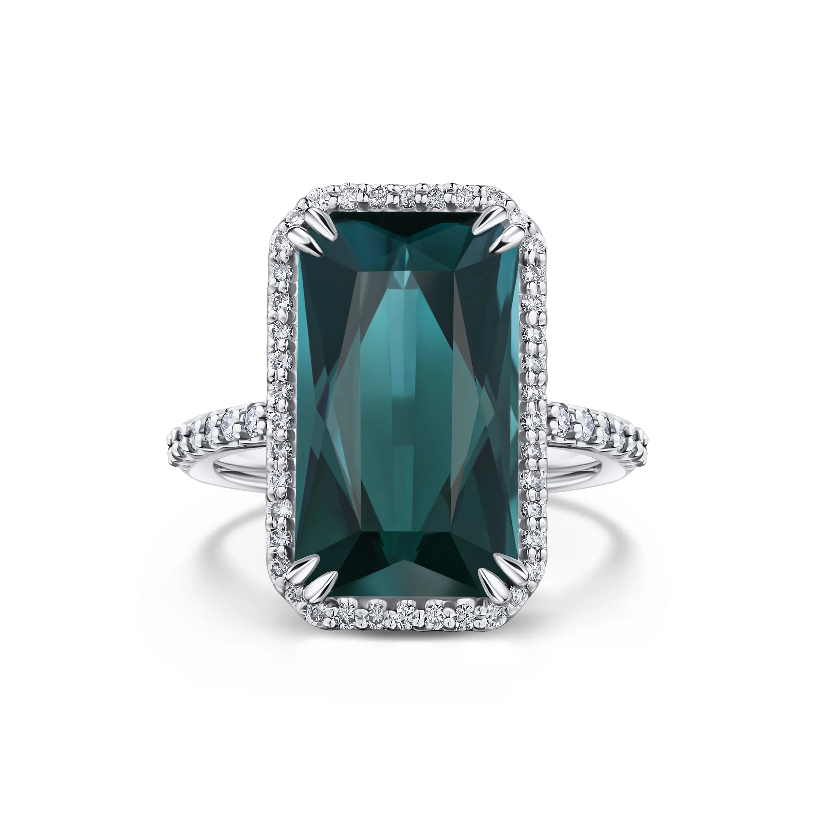 Кольцо из белого золота с турмалином 6.94 карата