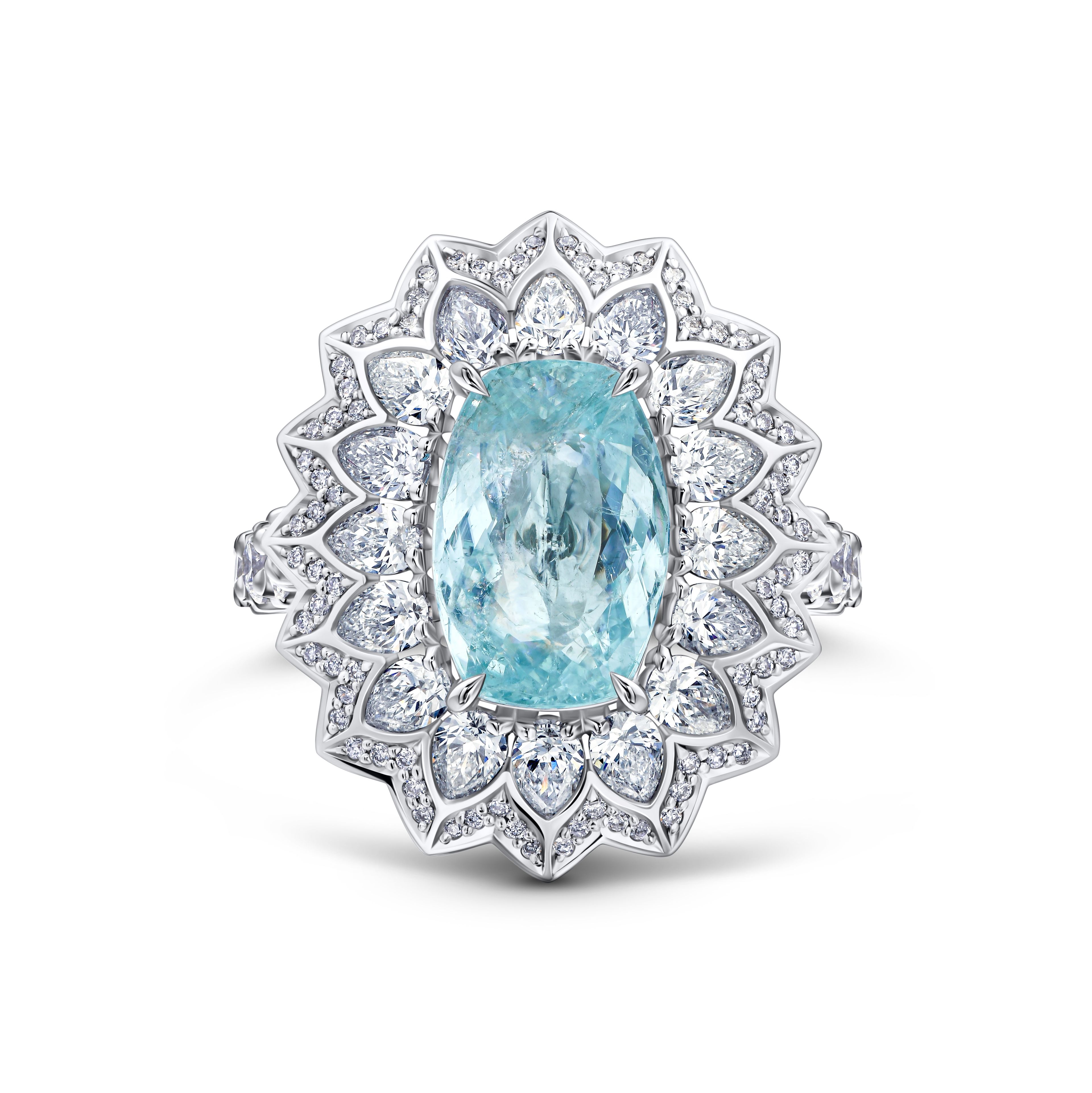 Кольцо с турмалином Параиба 2.88 карат в белом золоте, Parure Atelier