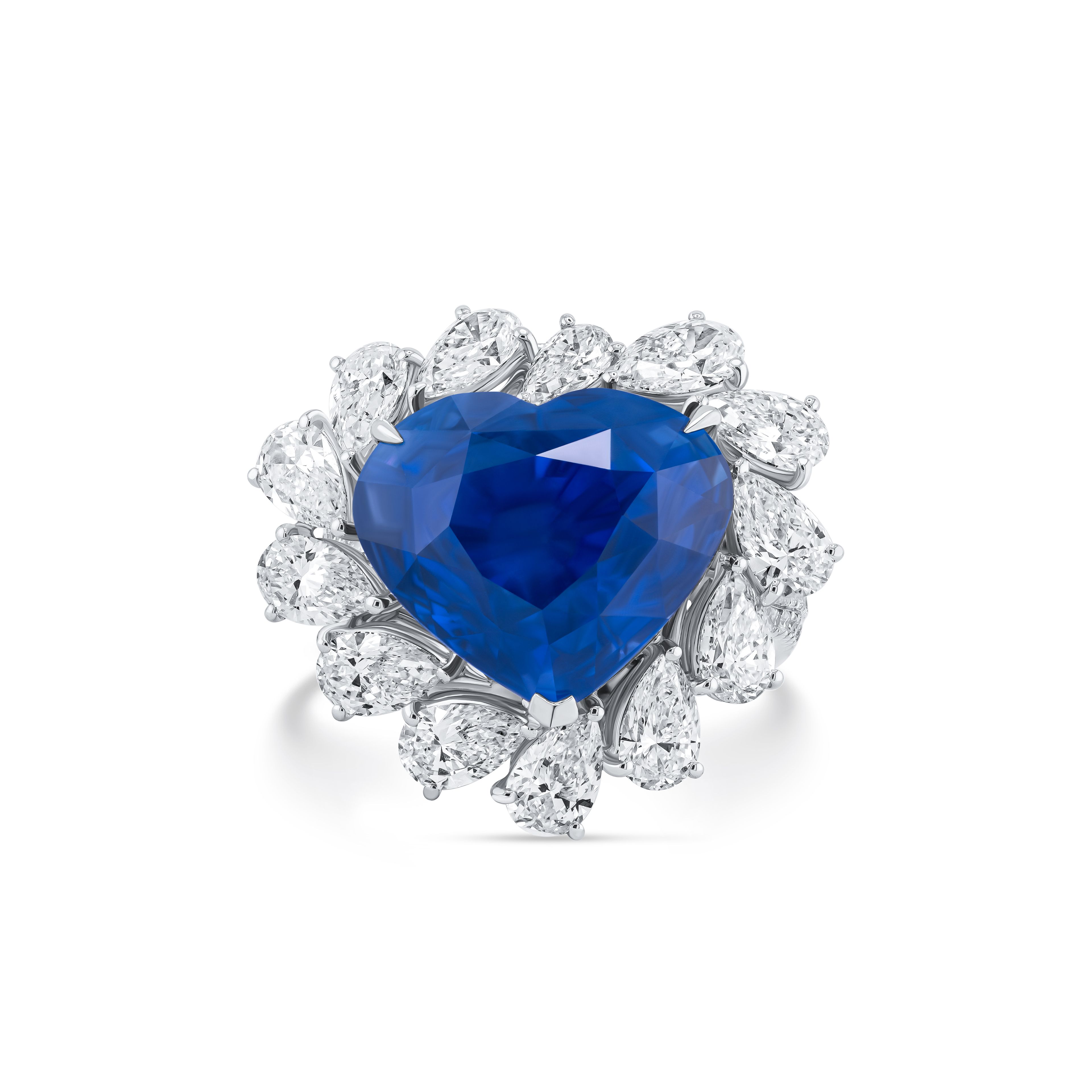 Кольцо-трансформер из белого золота с сапфиром 19.74 карата