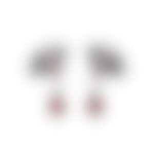 Серьги «Тройка» с бриллиантом, турмалином и гранатом в белом золоте.