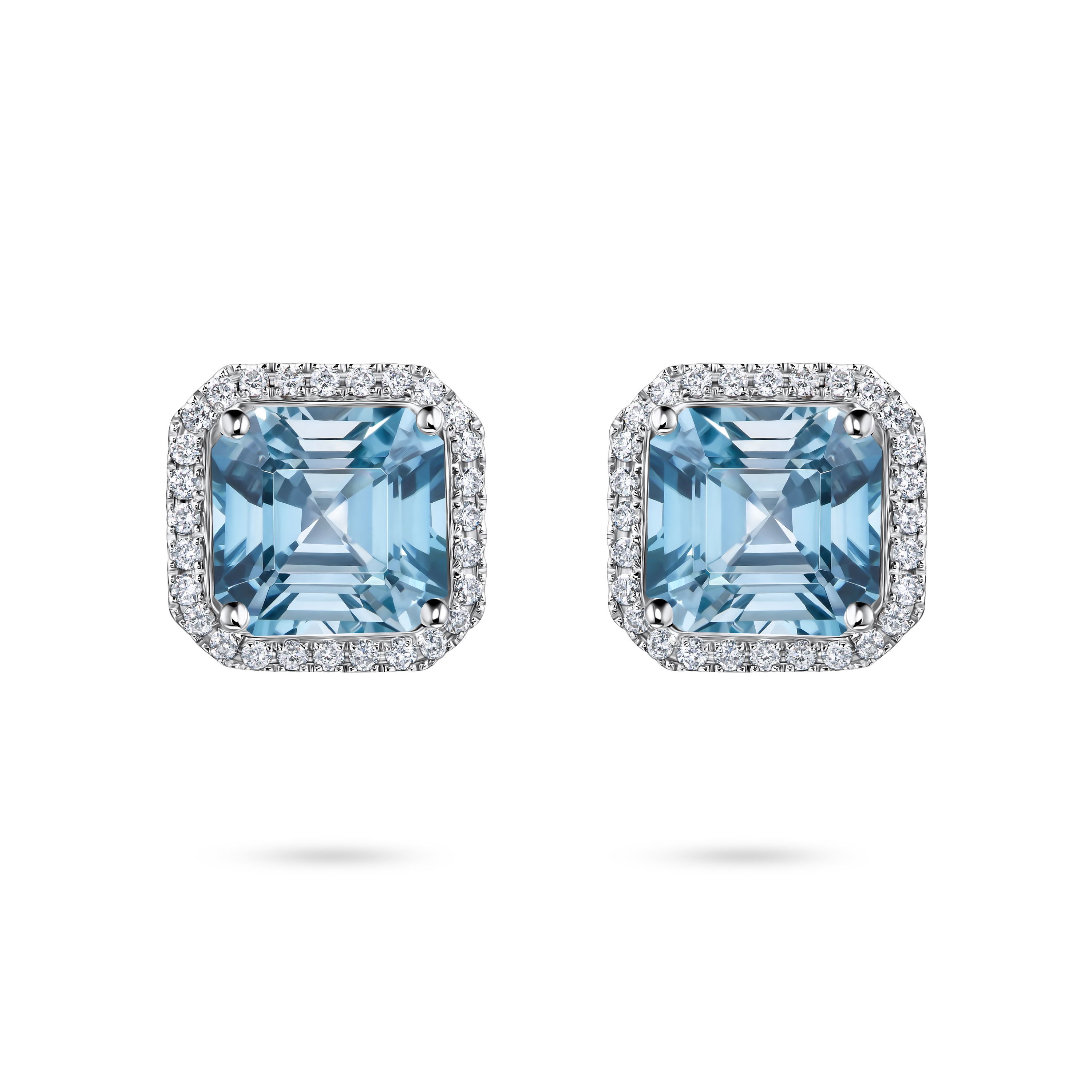 Пусеты из белого золота с цирконами 3.89 и 3.57 карата