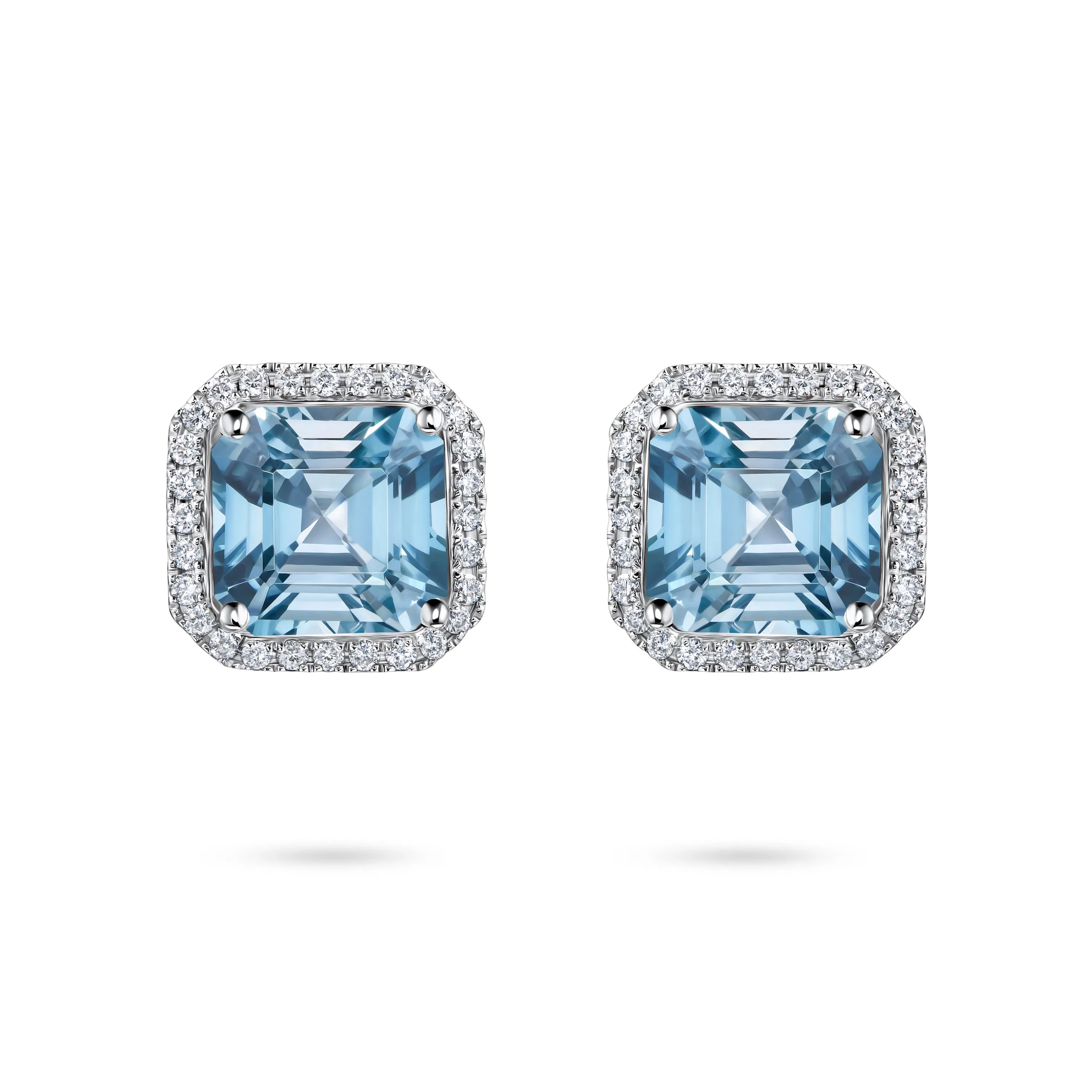 Пусеты из белого золота с цирконами 3.89 и 3.57 карата