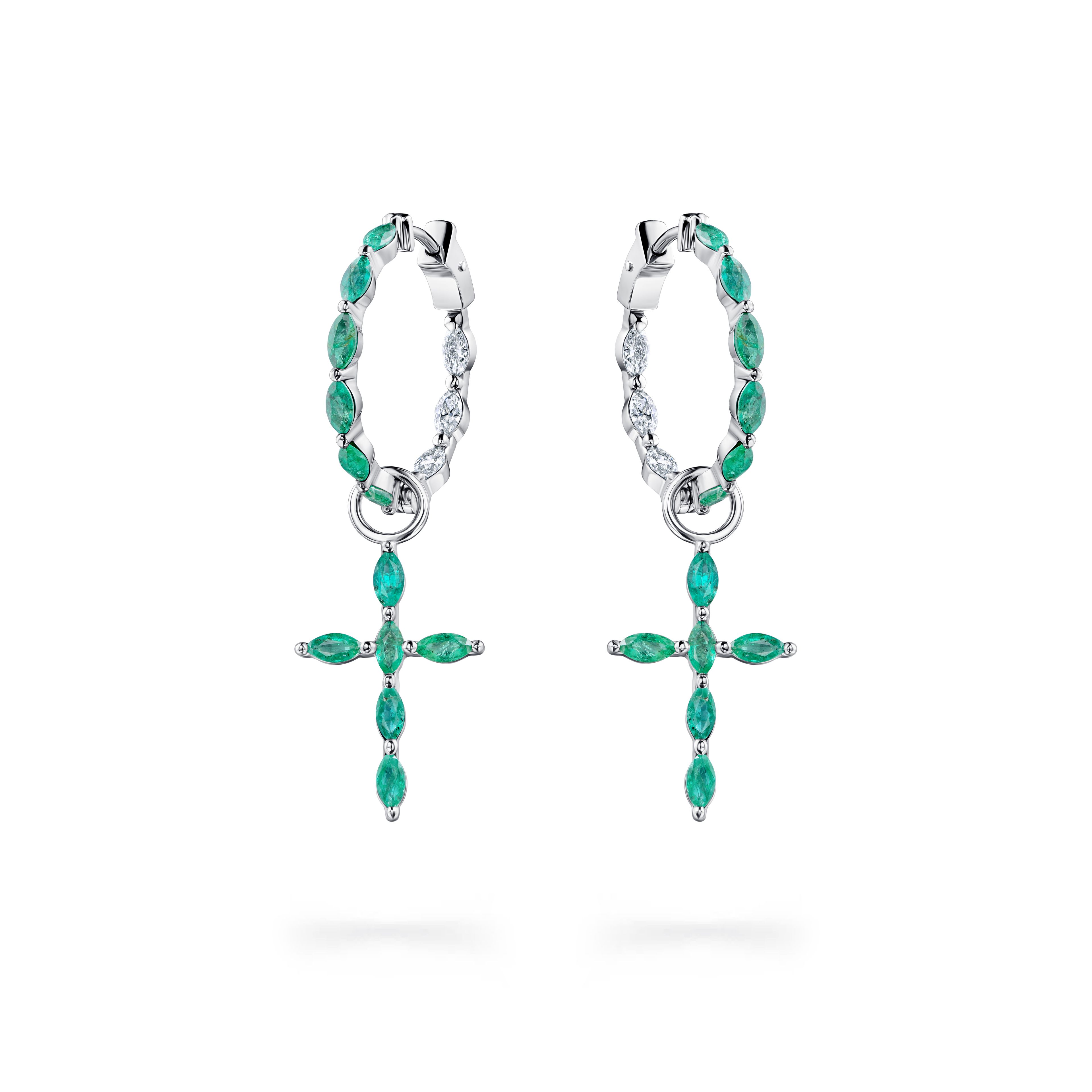 Серьги из белого золота с изумрудами 1.742 карата