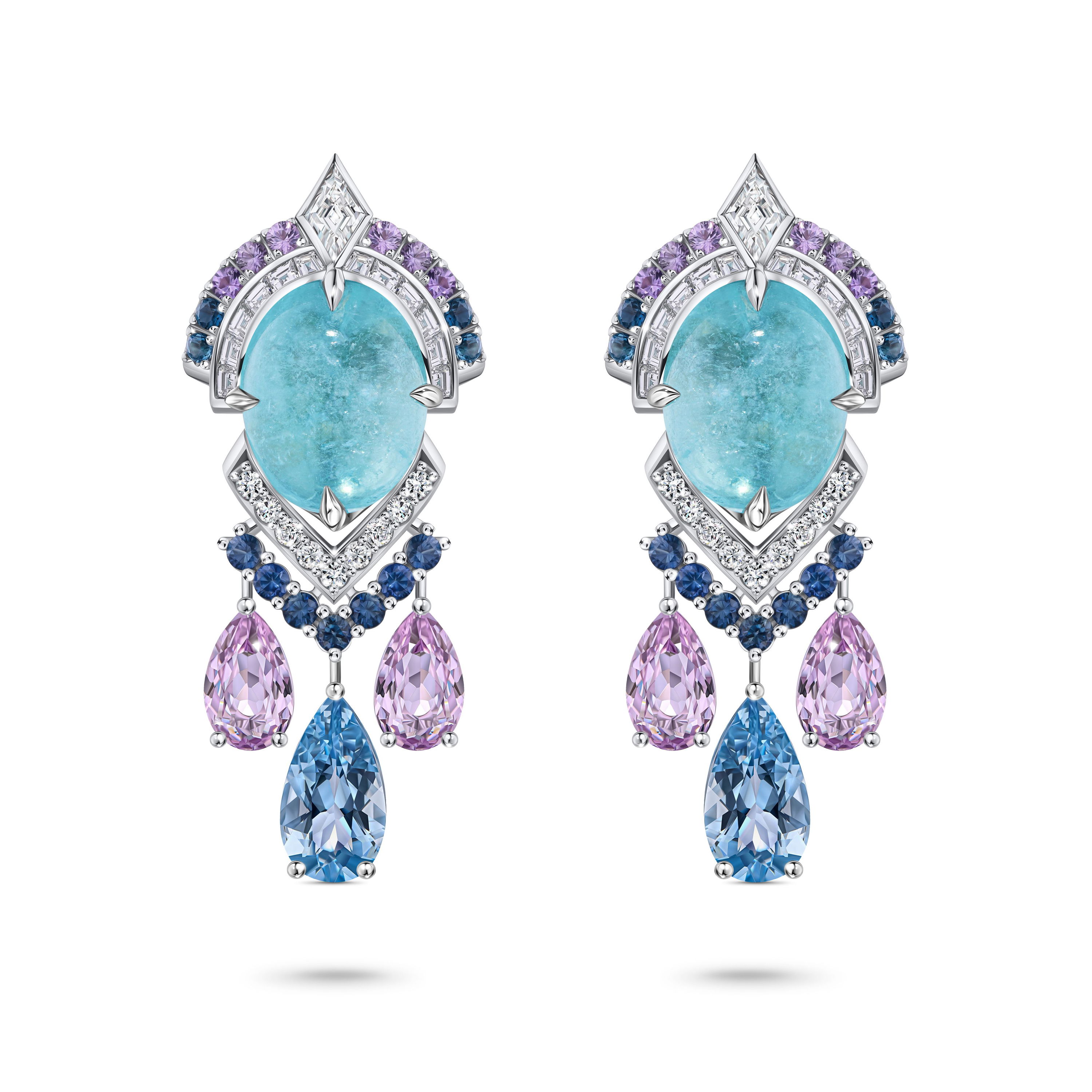 Серьги Souffle de la Mer с турмалинами Параиба 10.96 и 11.49 карат в белом золоте