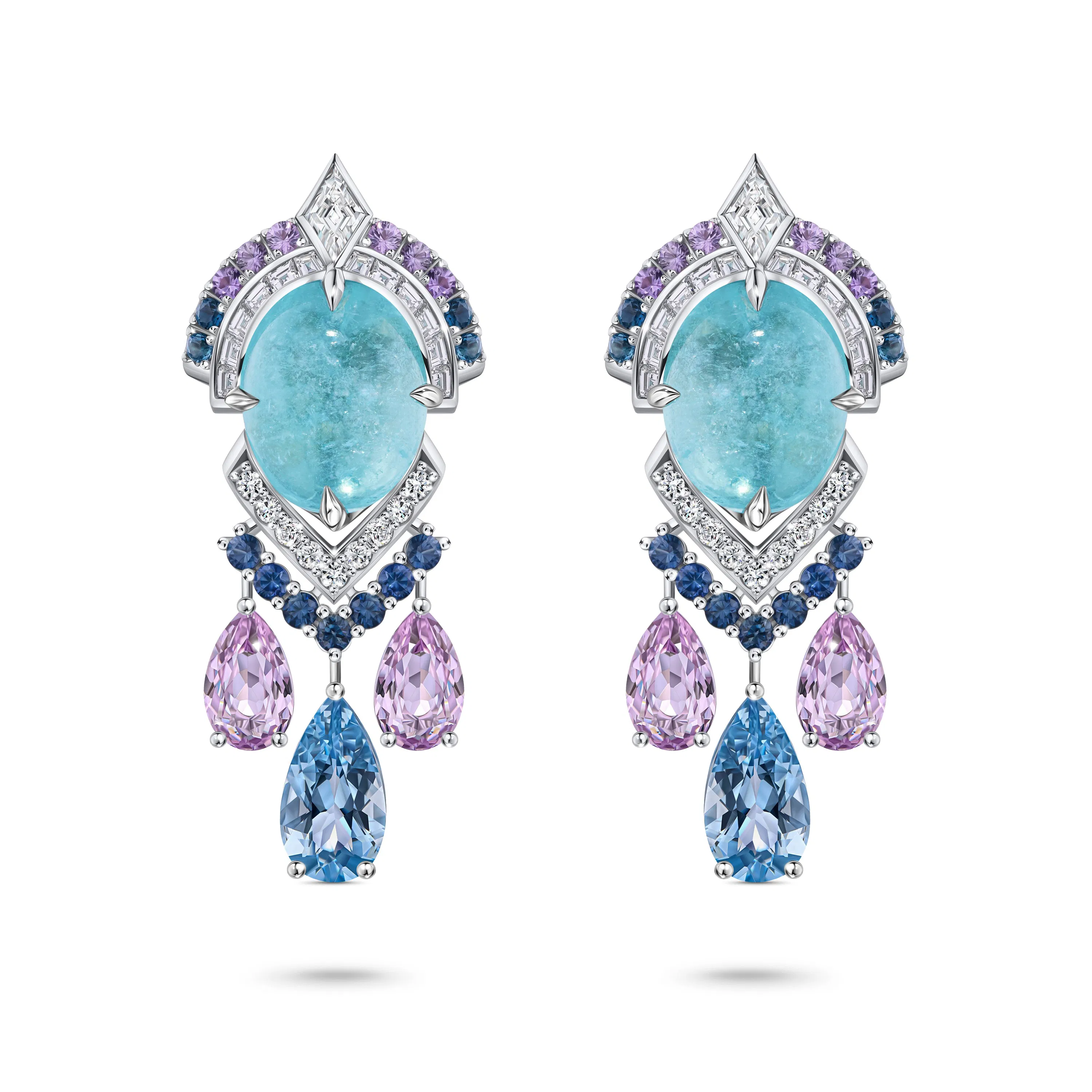 Серьги Souffle de la Mer с турмалинами Параиба 10.96 и 11.49 карат в белом золоте