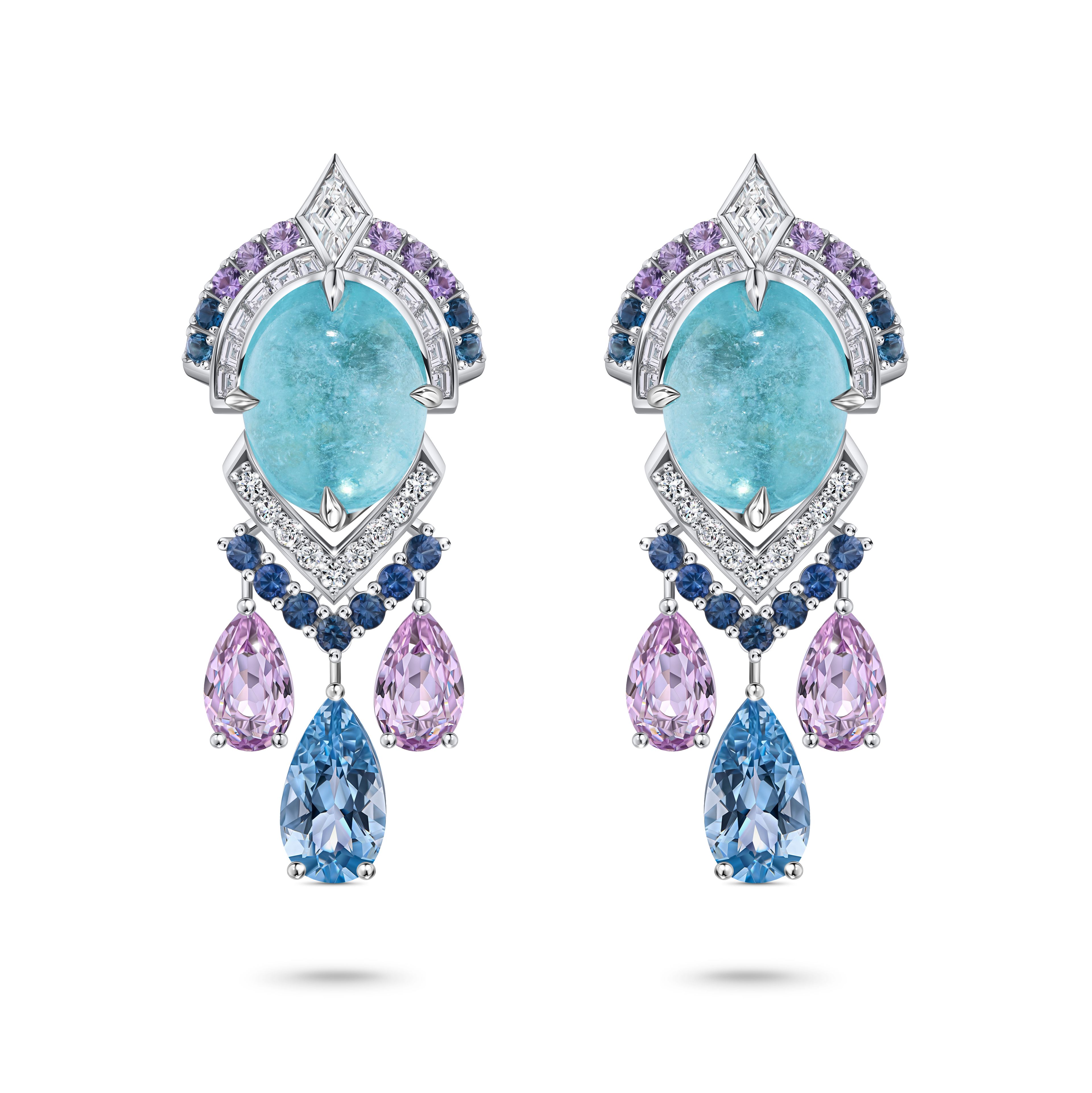 Серьги Souffle de la Mer с турмалинами Параиба 10.96 и 11.49 карат в белом золоте