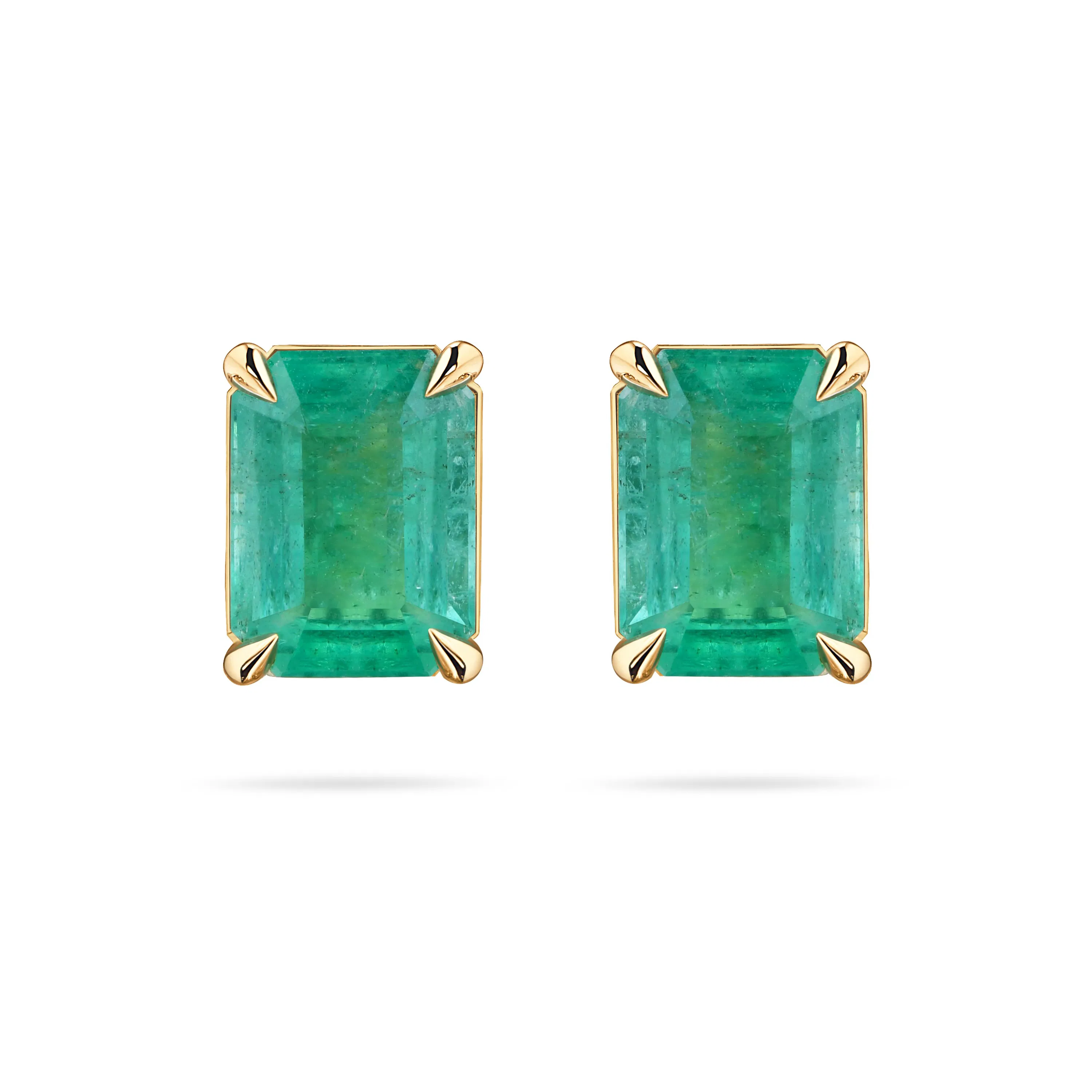 Пусеты из желтого золота с изумрудами 1.53 и 1.48 карата
