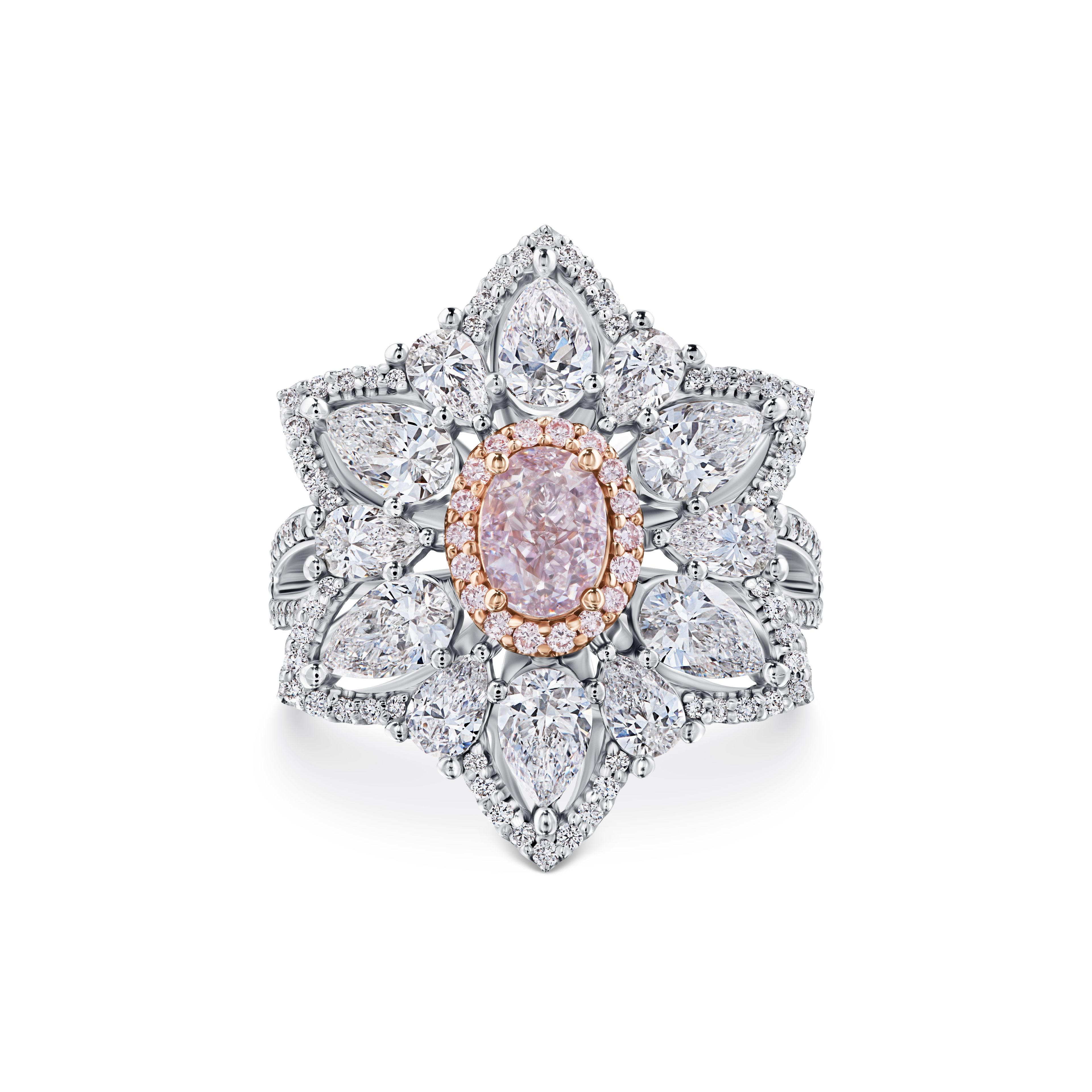 Кольцо с розовым бриллиантом 0.71 карат в белом золоте от Parure Atelier